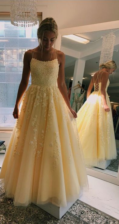 yellow ball gown prom dress