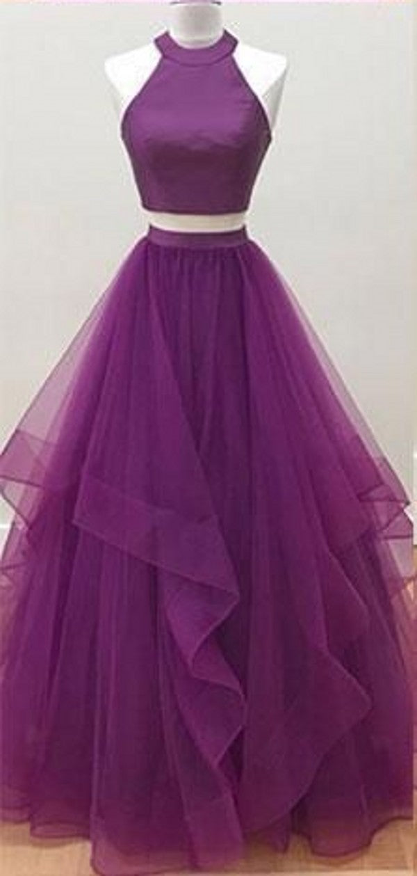 purple two piece dress