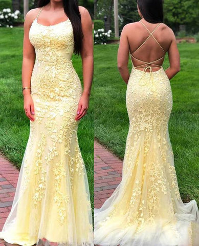 light yellow prom dresses