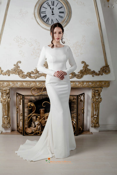 Fitted Long Sleeve Wedding Dress Daisystyledress 2132