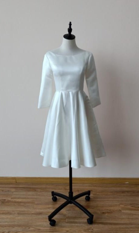 Vintage Knee Length Half Sleeve Wedding Dress – daisystyledress