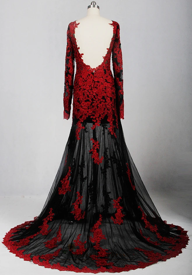 red and black lace wedding dresses