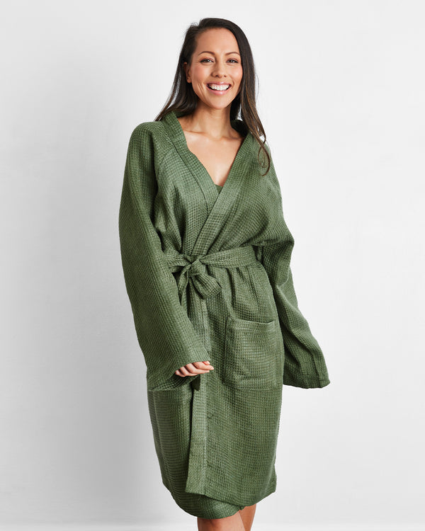 Linen Waffle Robes - Bed Threads