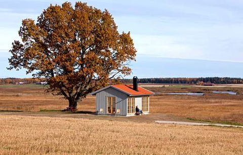 Grå slamfärg från Gysinge och Guldockra linoljefärg