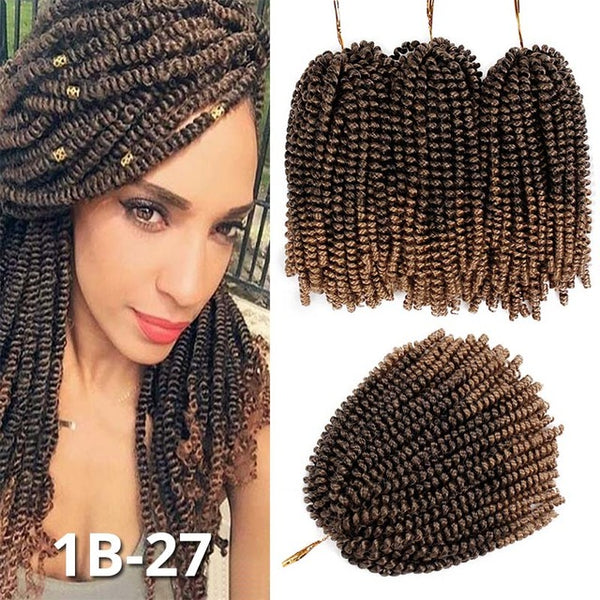 Spring Twist Hair Crochet Braids Ombre Braiding Hair 8 Inch Synthetic Hair Extensions Braids Curly Twists Fluffy Rainbow Color