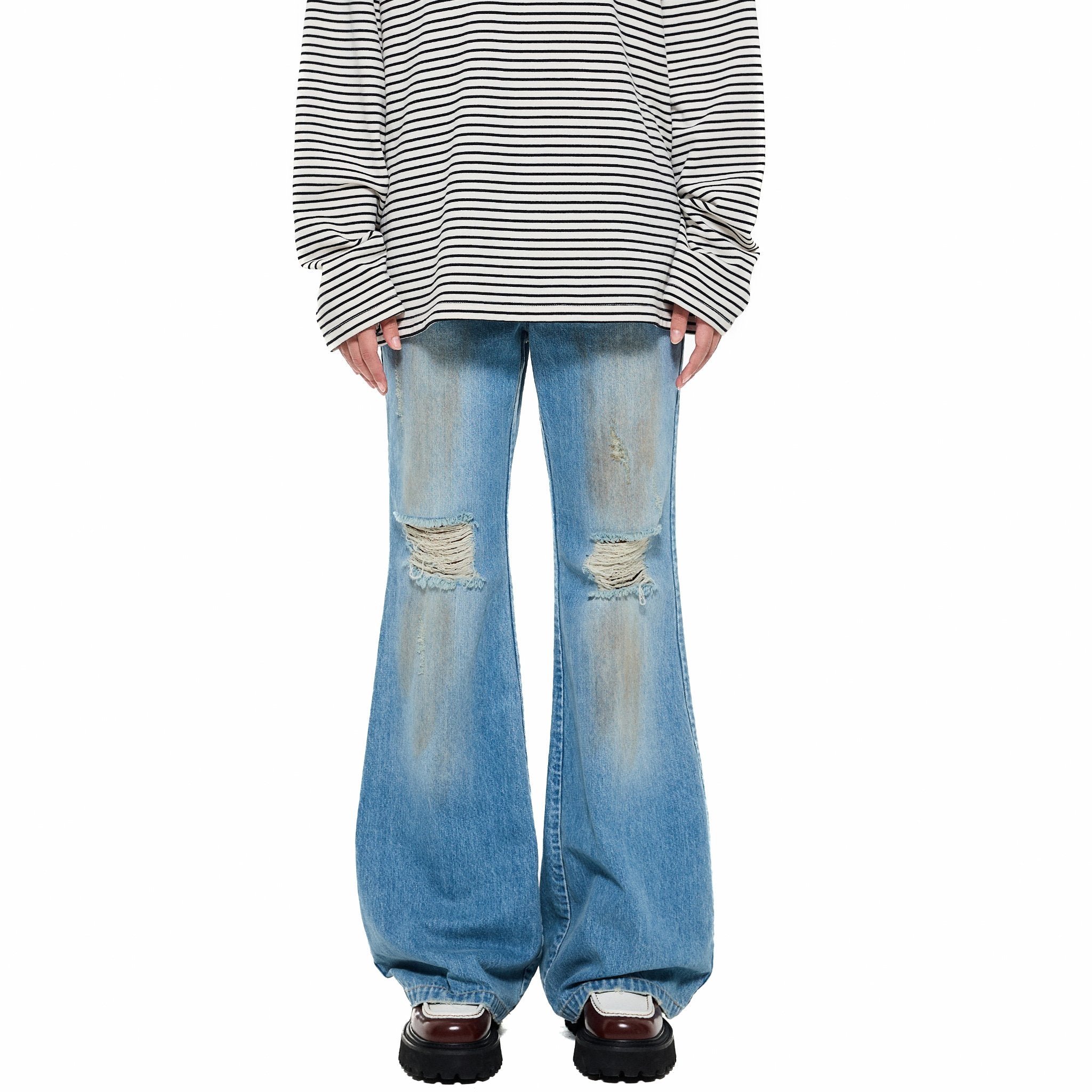 Acid Wash Wide Jeans Blue