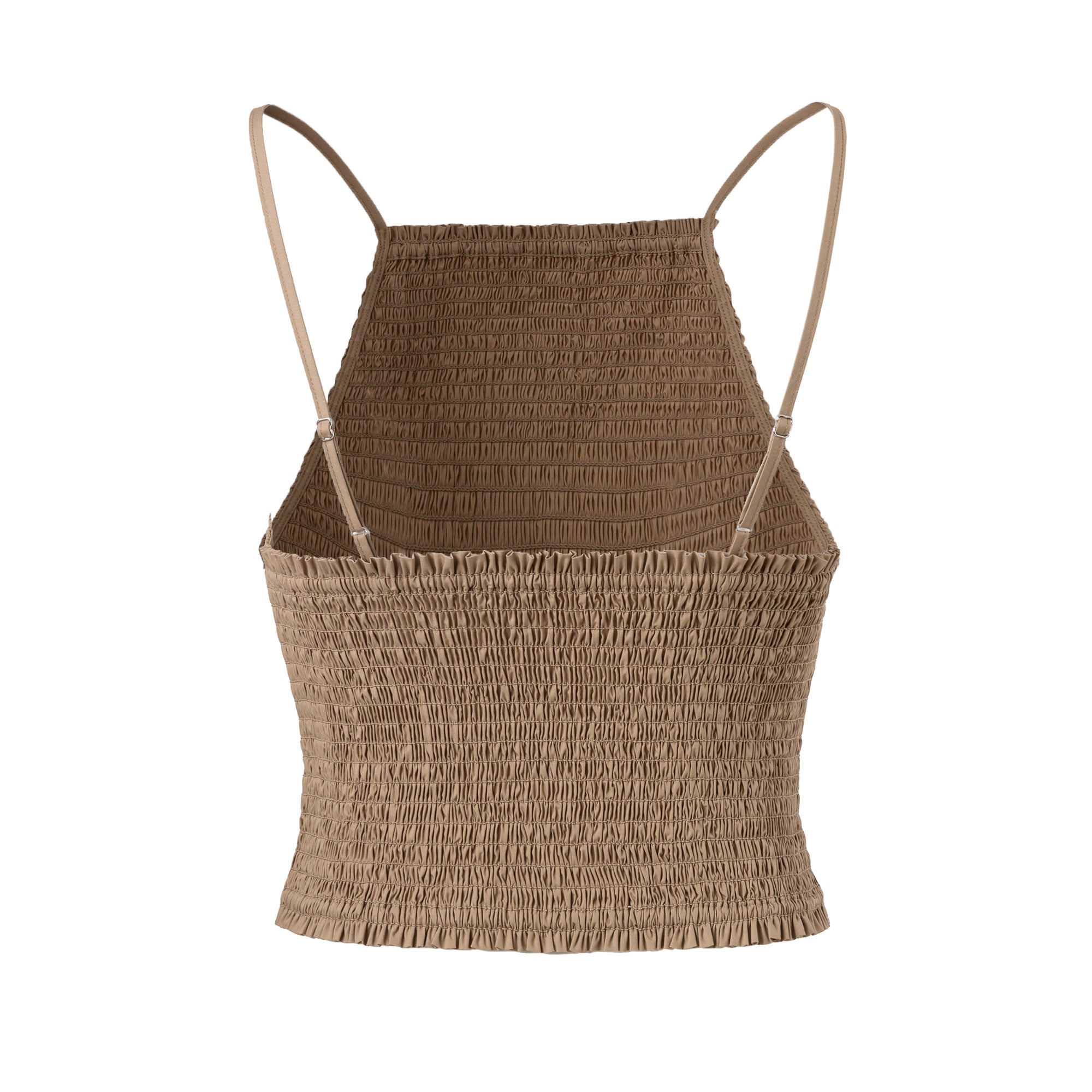 Camel Smocked Trim Camisole Top