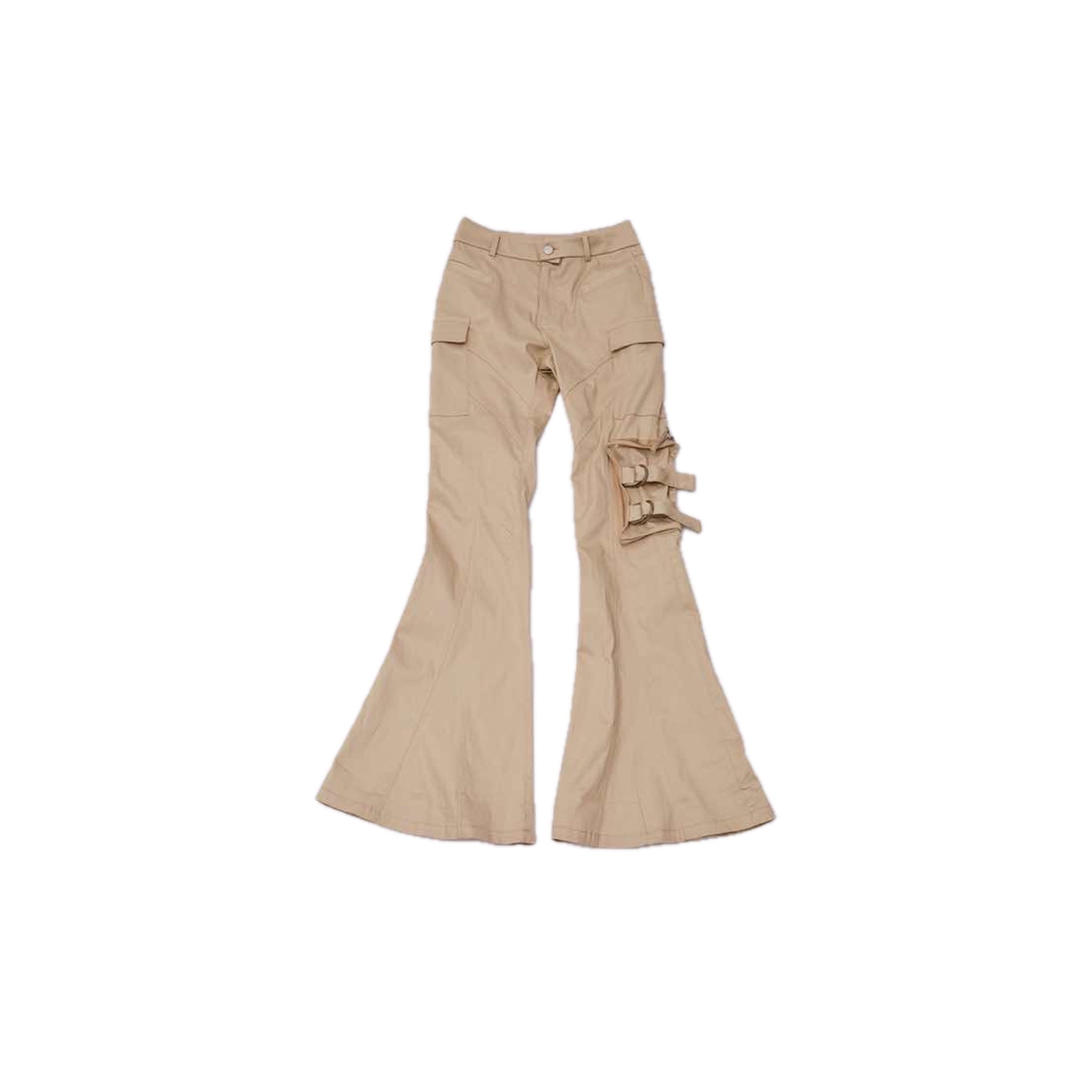 Double-waistband Fitted Cargo Trousers in Khaki