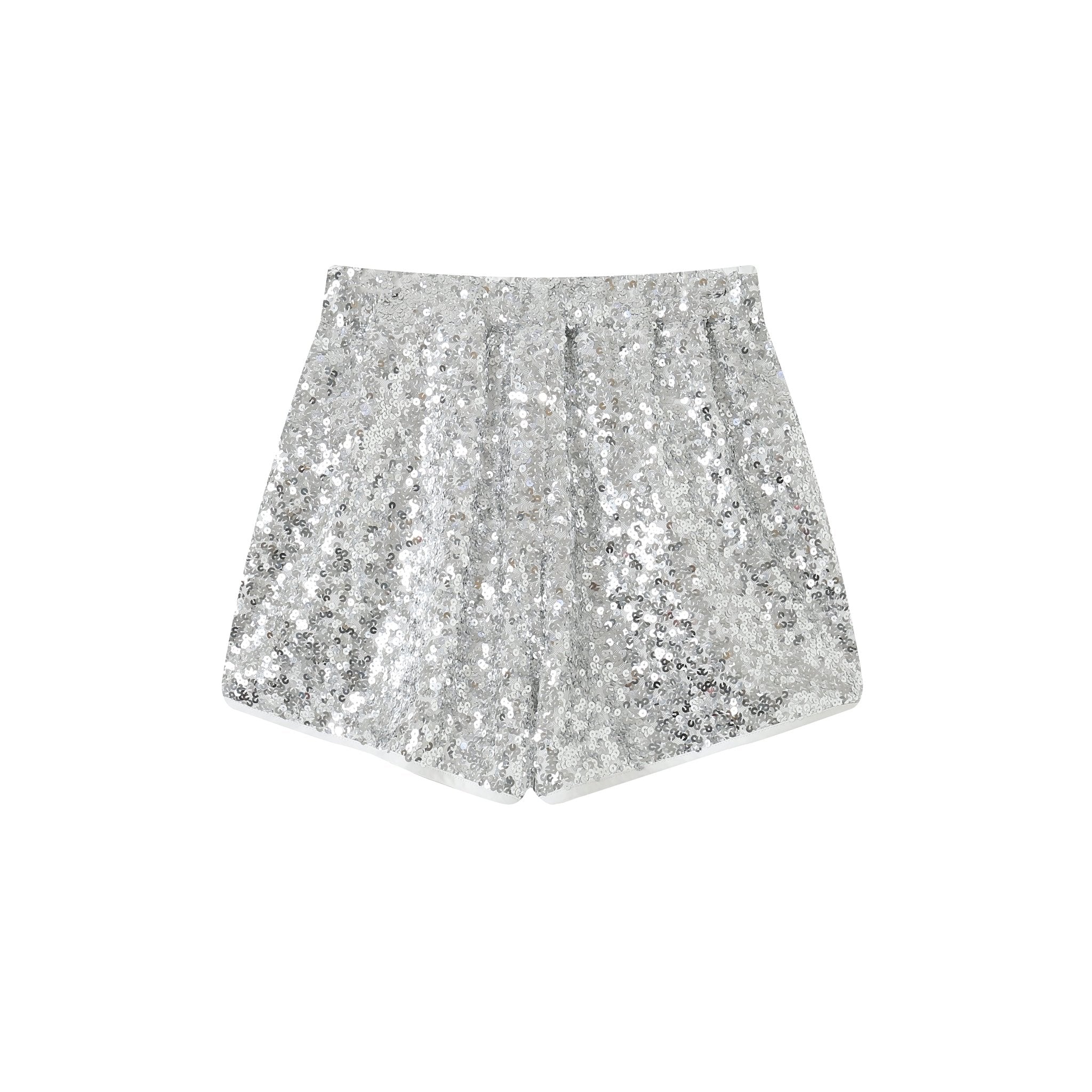 Drawstring Sequined Shorts