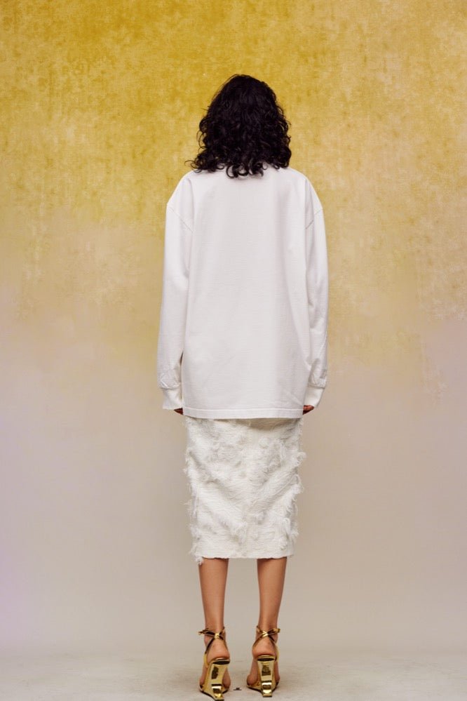 Heavy Duty Brushed Jacquard Skirt in White