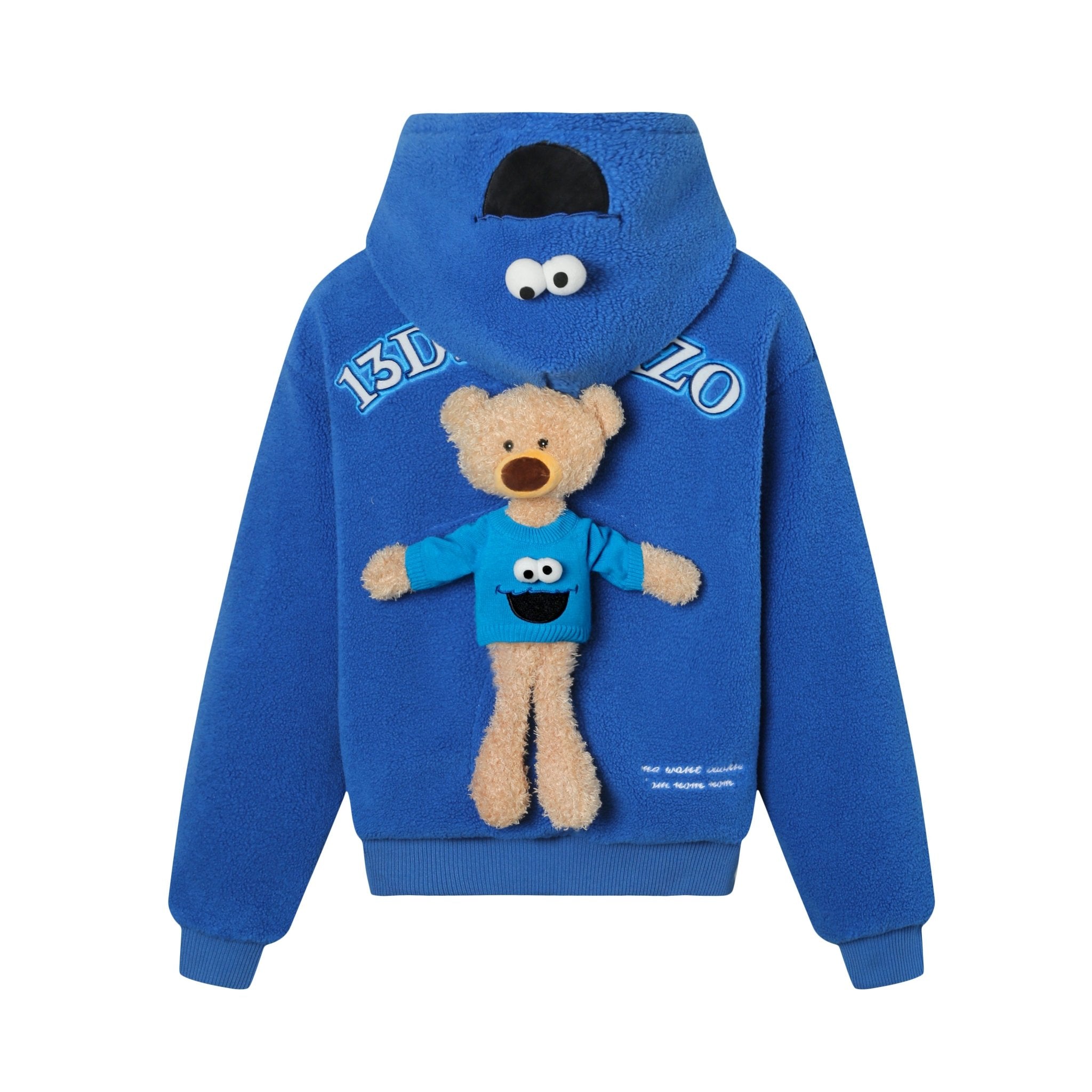 13DE MARZO x Sesame Street Cookie Monster Bear Lambswool Sweatshirt