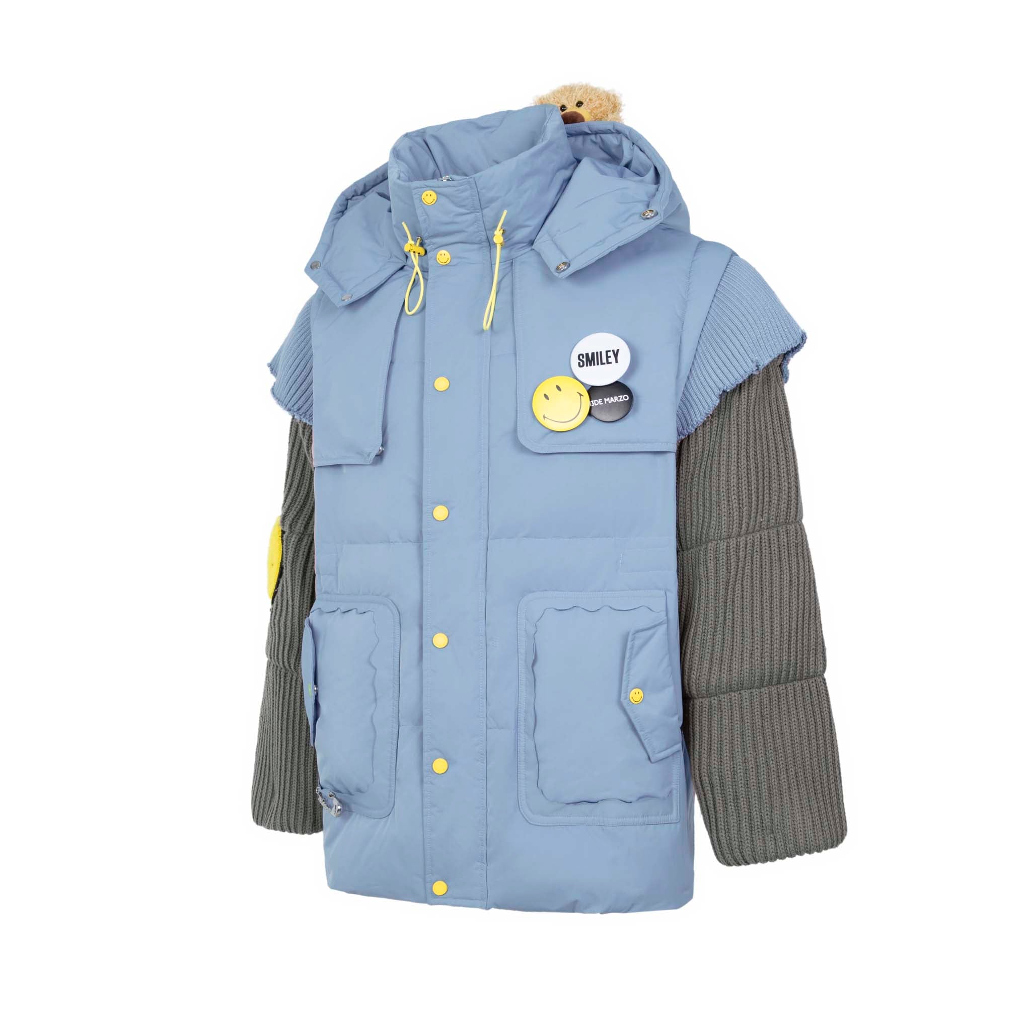 13DE MARZO x SMILEY Bear Pin Down Jacket Dusk Blue