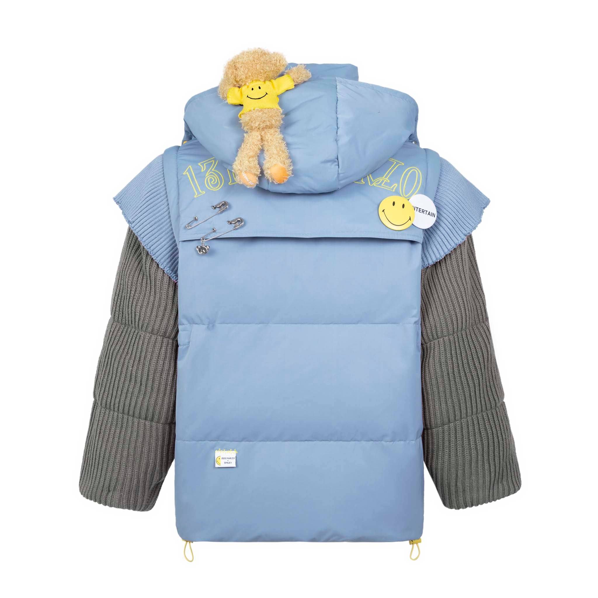 13DE MARZO x SMILEY Bear Pin Down Jacket Dusk Blue