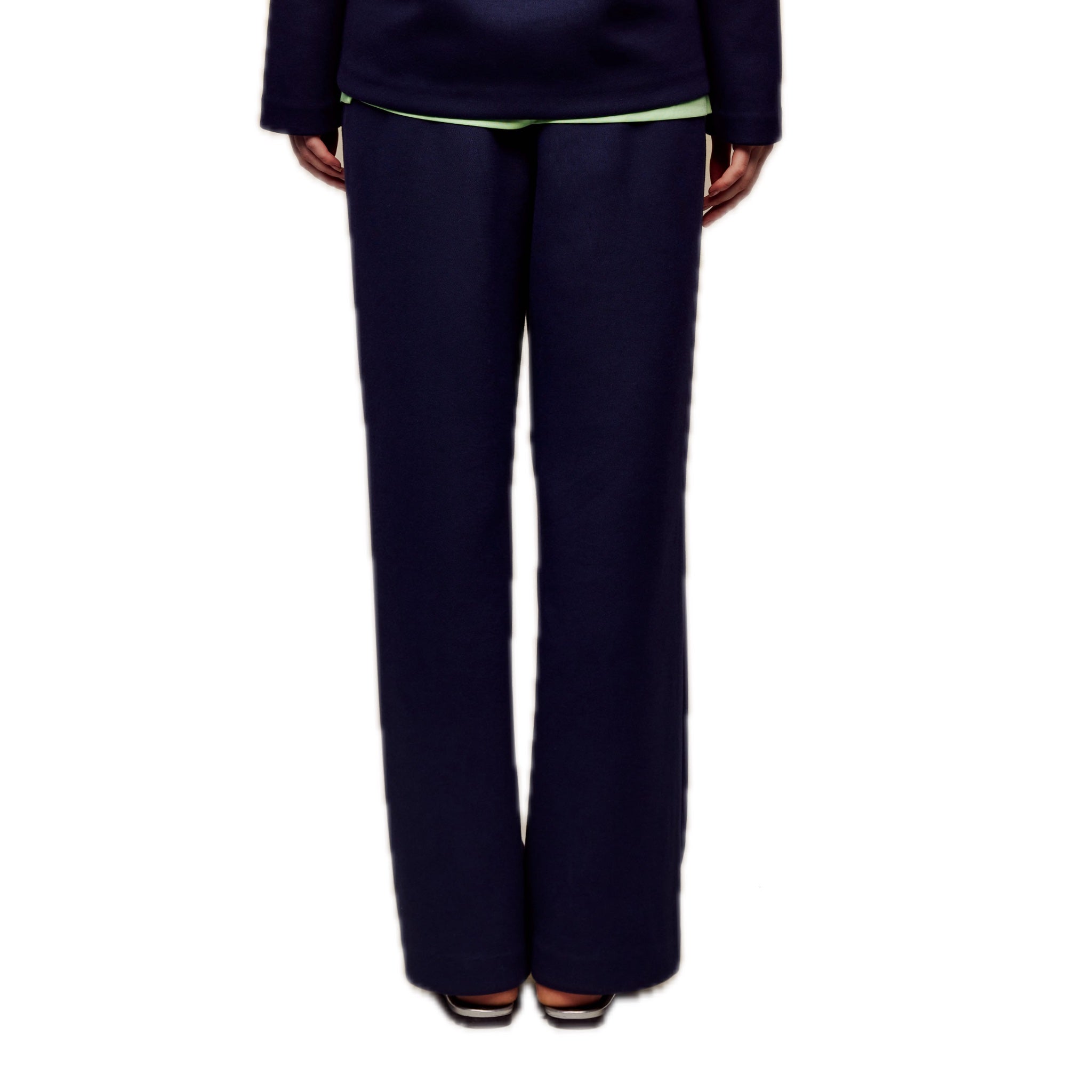 Air Layer Double Waist Wide-leg Sweatpants in Dark Blue