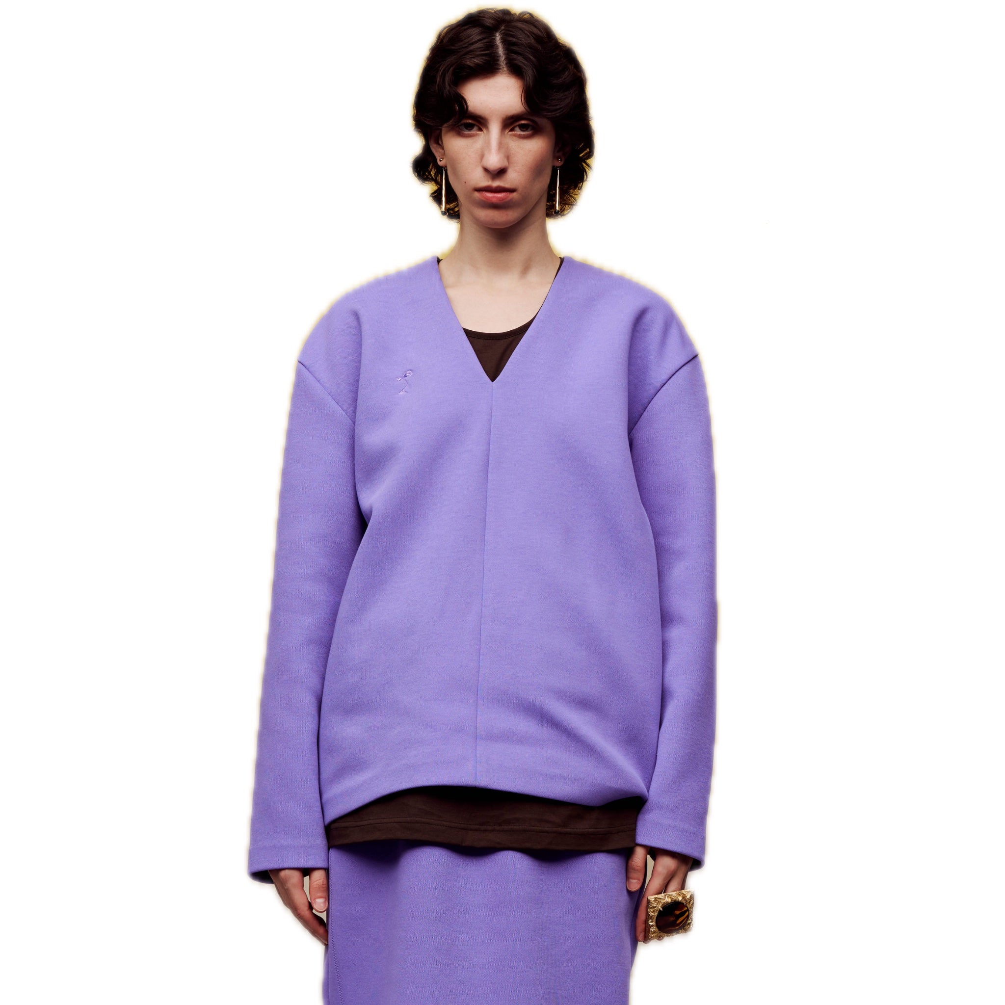 Air Layer V-neck Sweatshirt in Purple