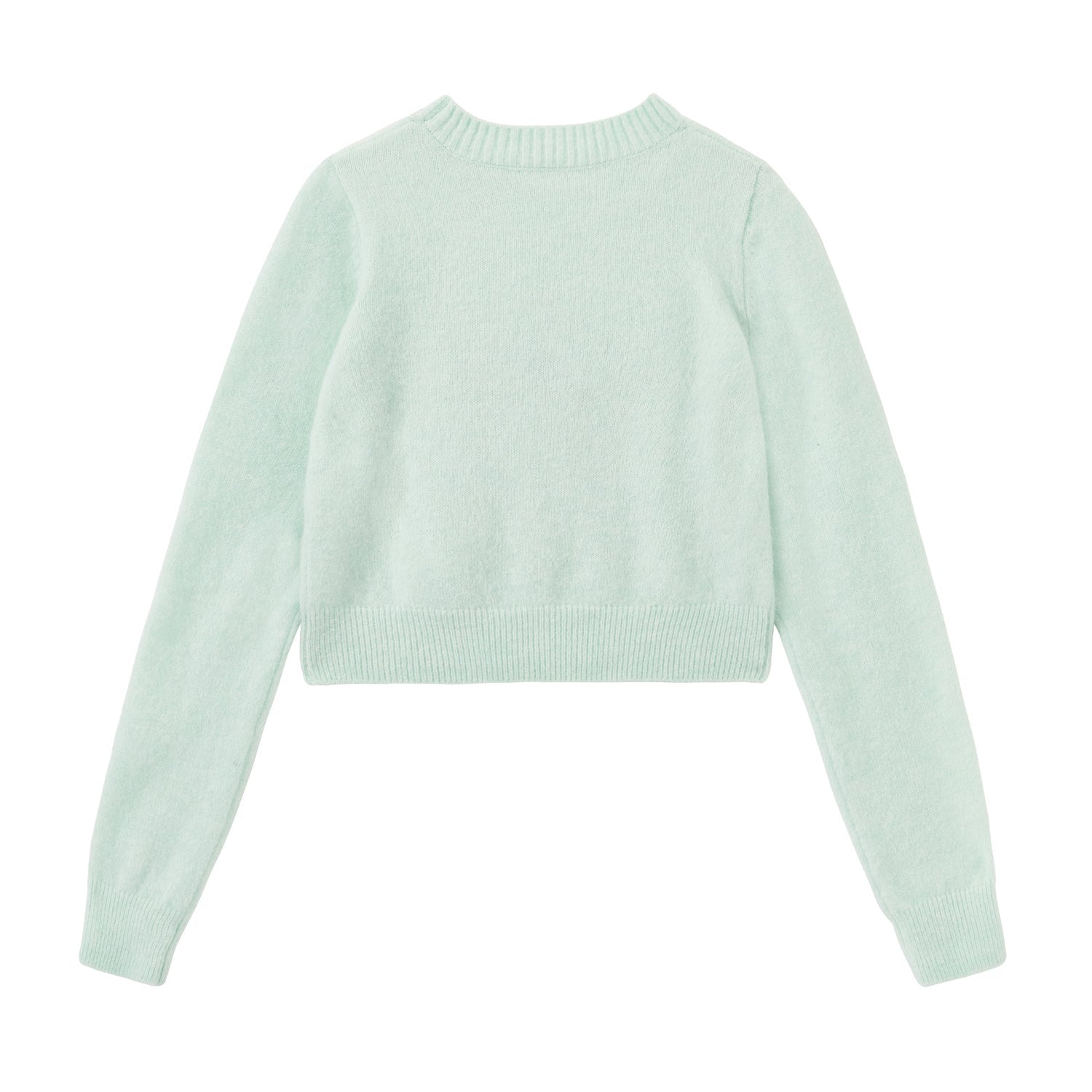 Aqua Green Knit Shirt With Kitty Embroidery