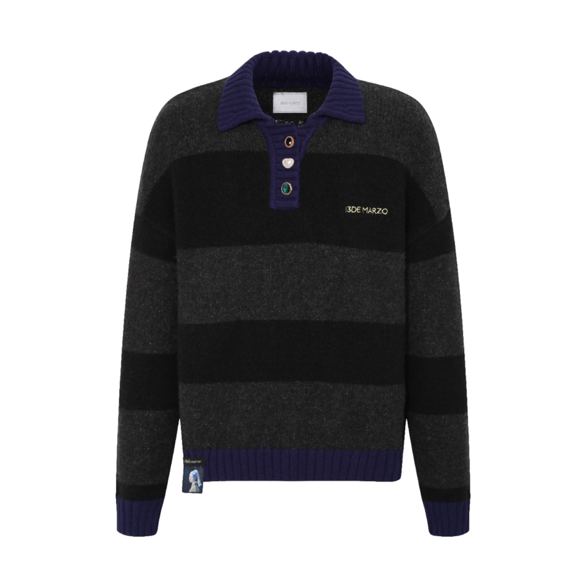 Artist Bear Stripe Sweater Black