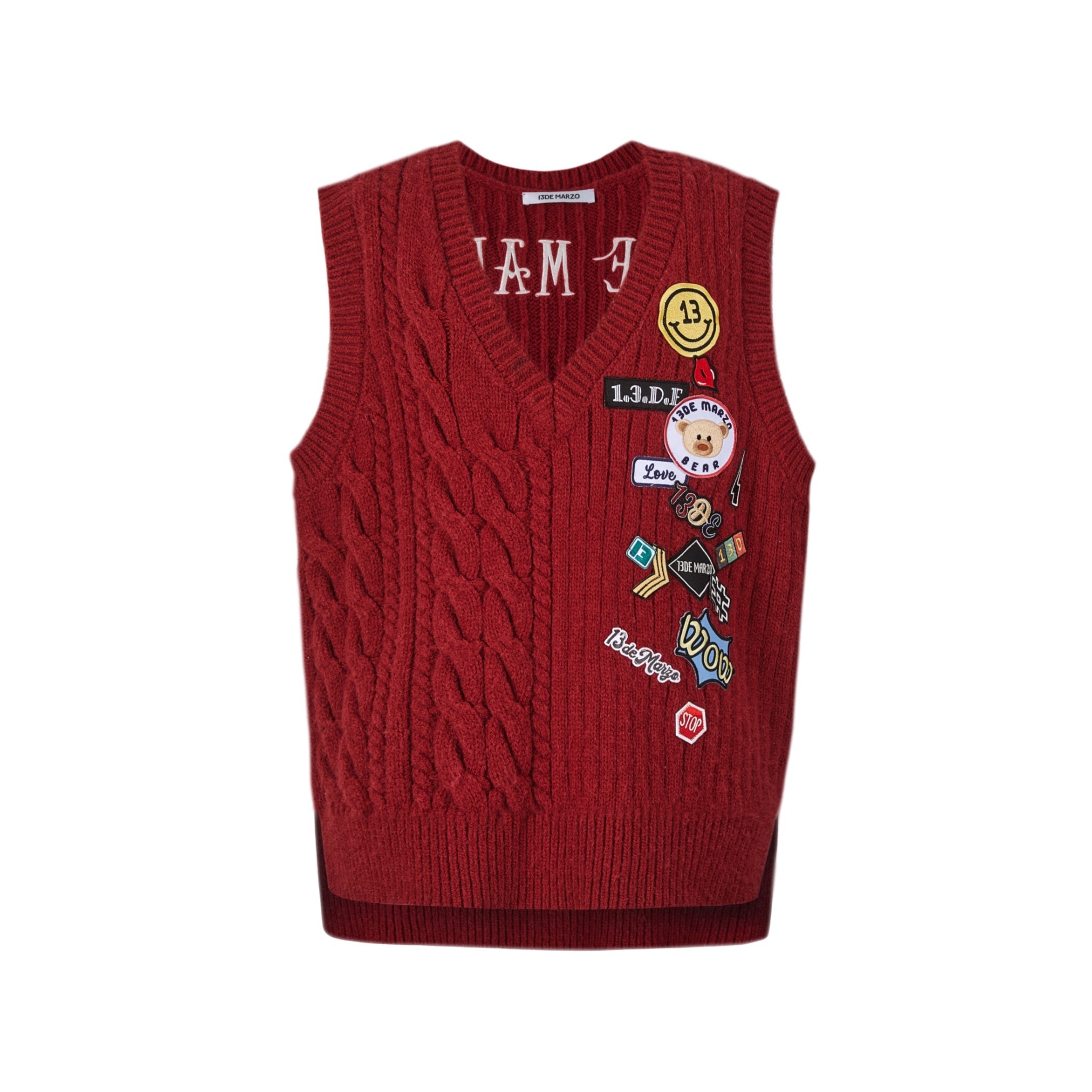 Badges Knit Vest Barbados Cherry