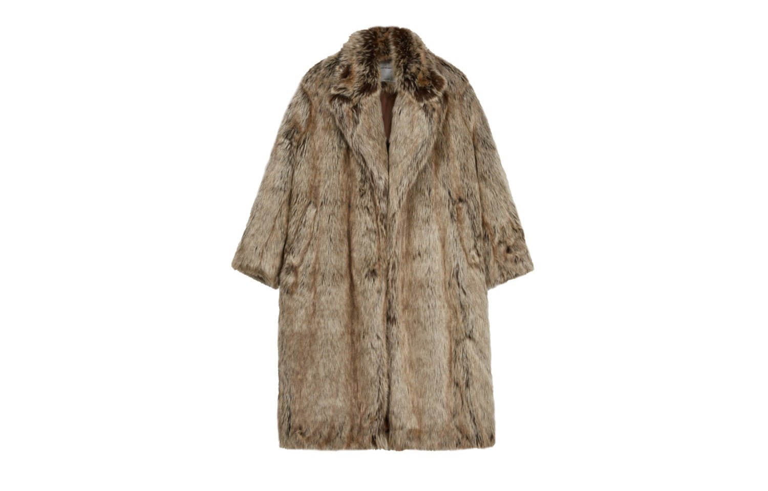 Batik Weaving Eco Fur Long Coat