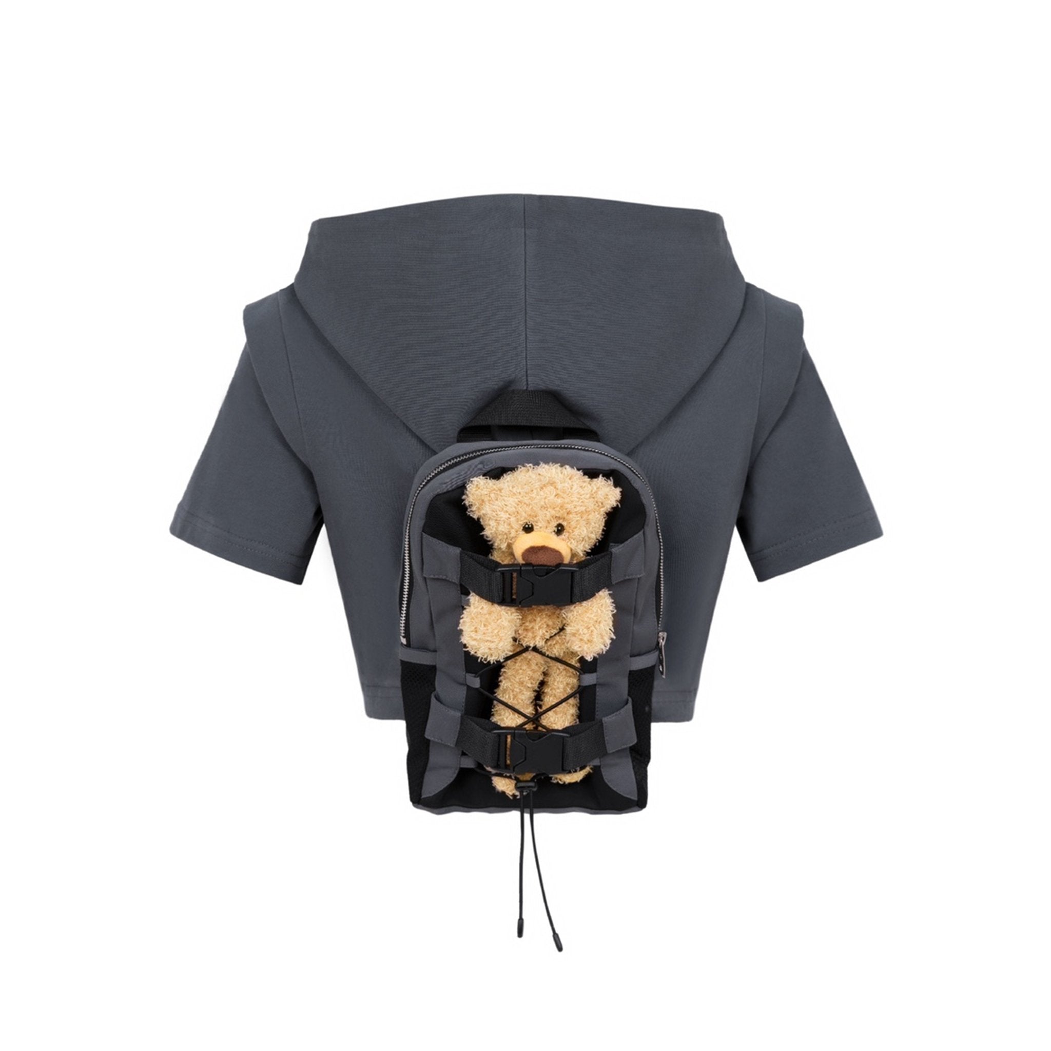 Bear Bag Functional Short Hoodie Iron Gate