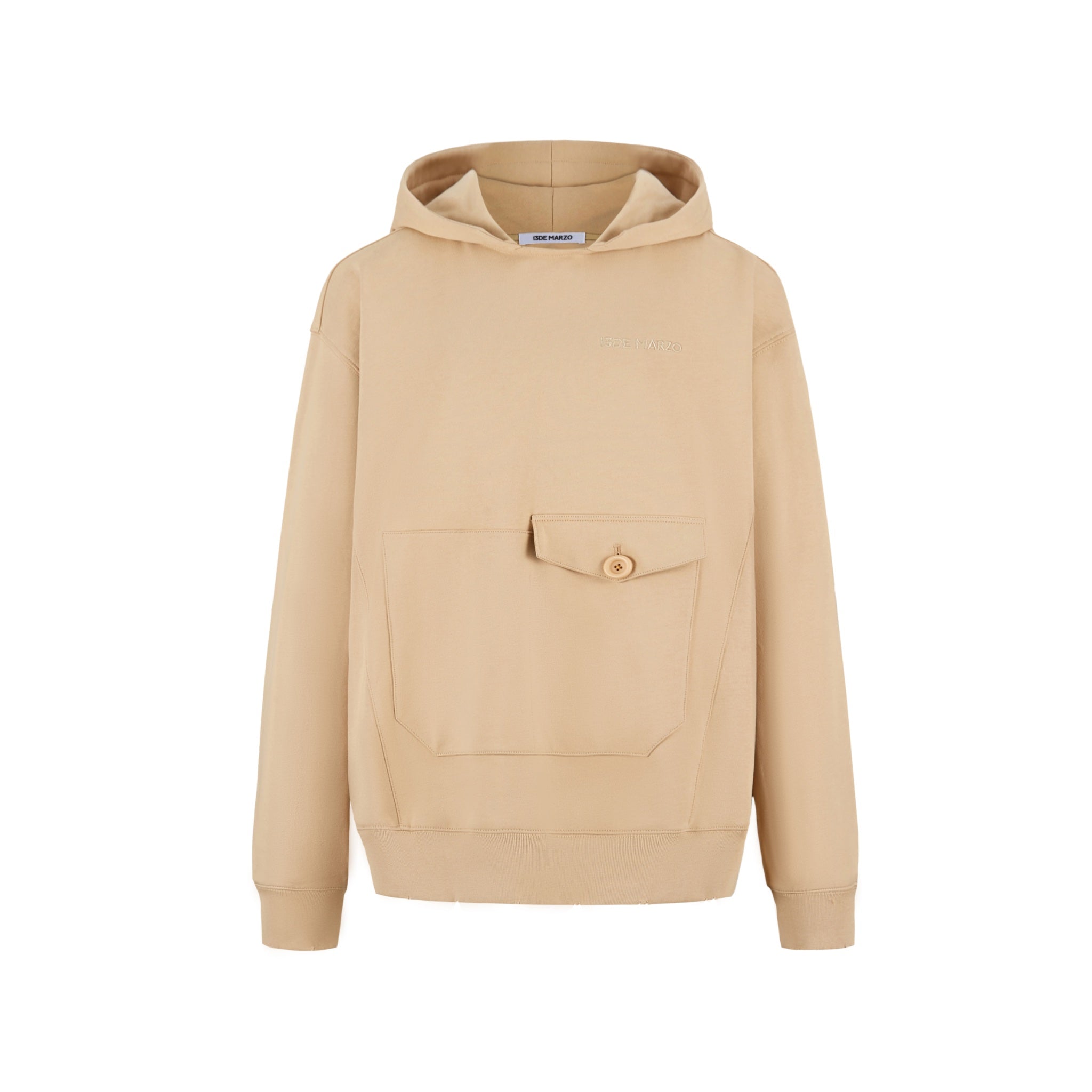 Bear Embossment Hoodie Almond Buff