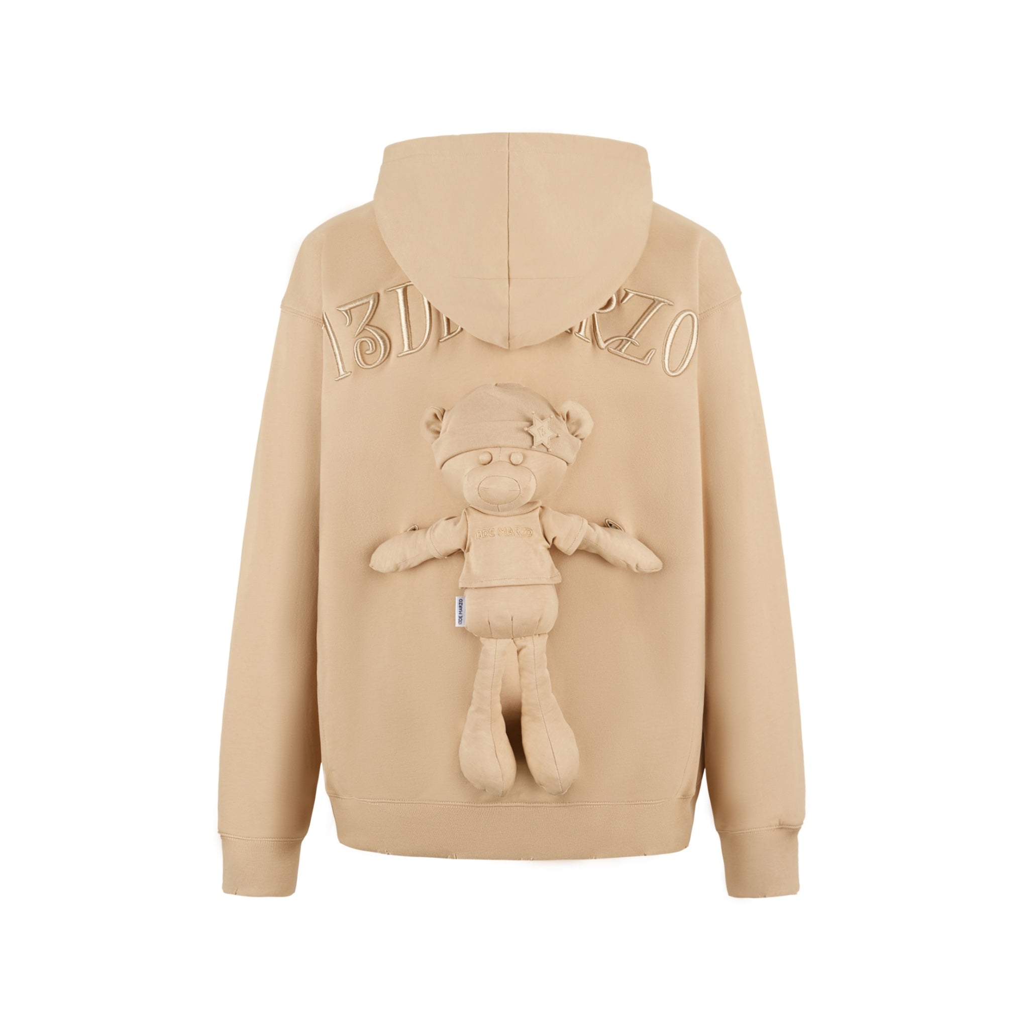 Bear Embossment Hoodie Almond Buff