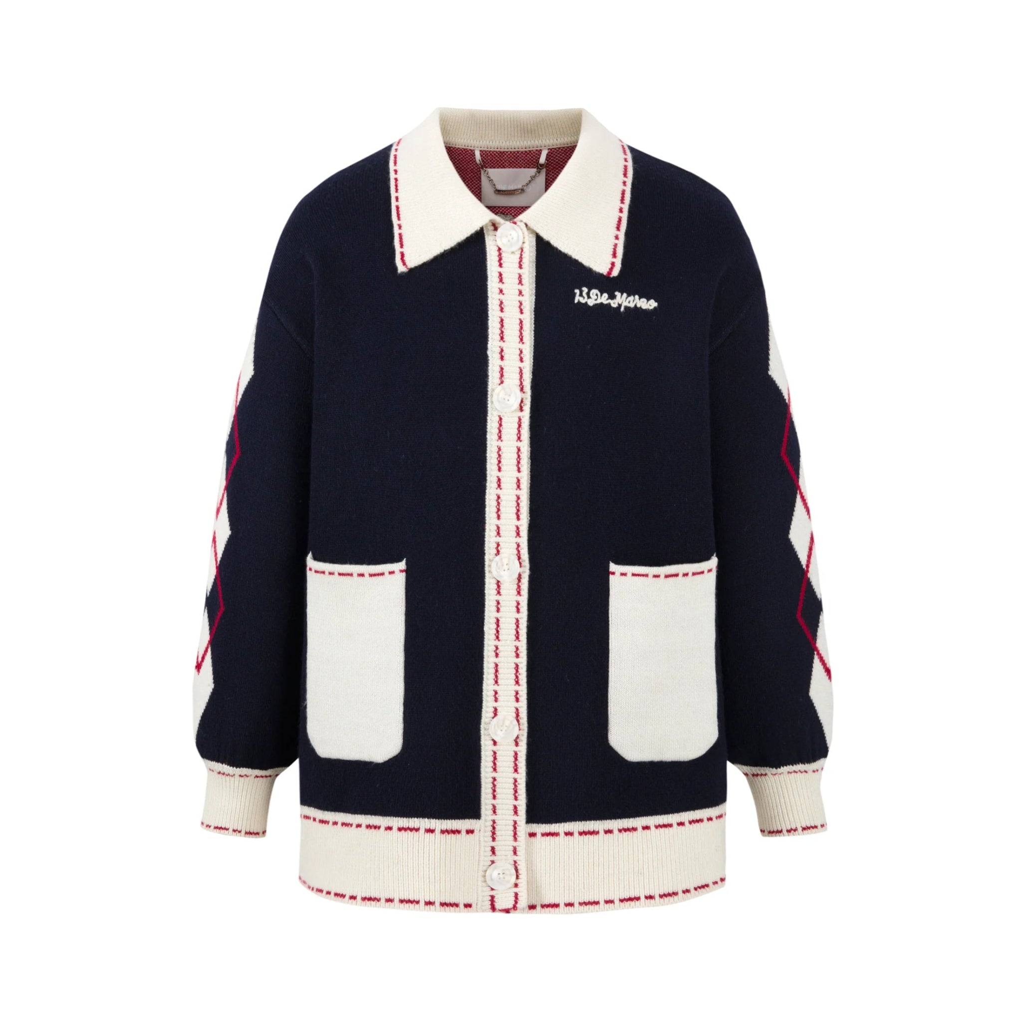 Bear Lapel Nostalgic Campus Cardigan