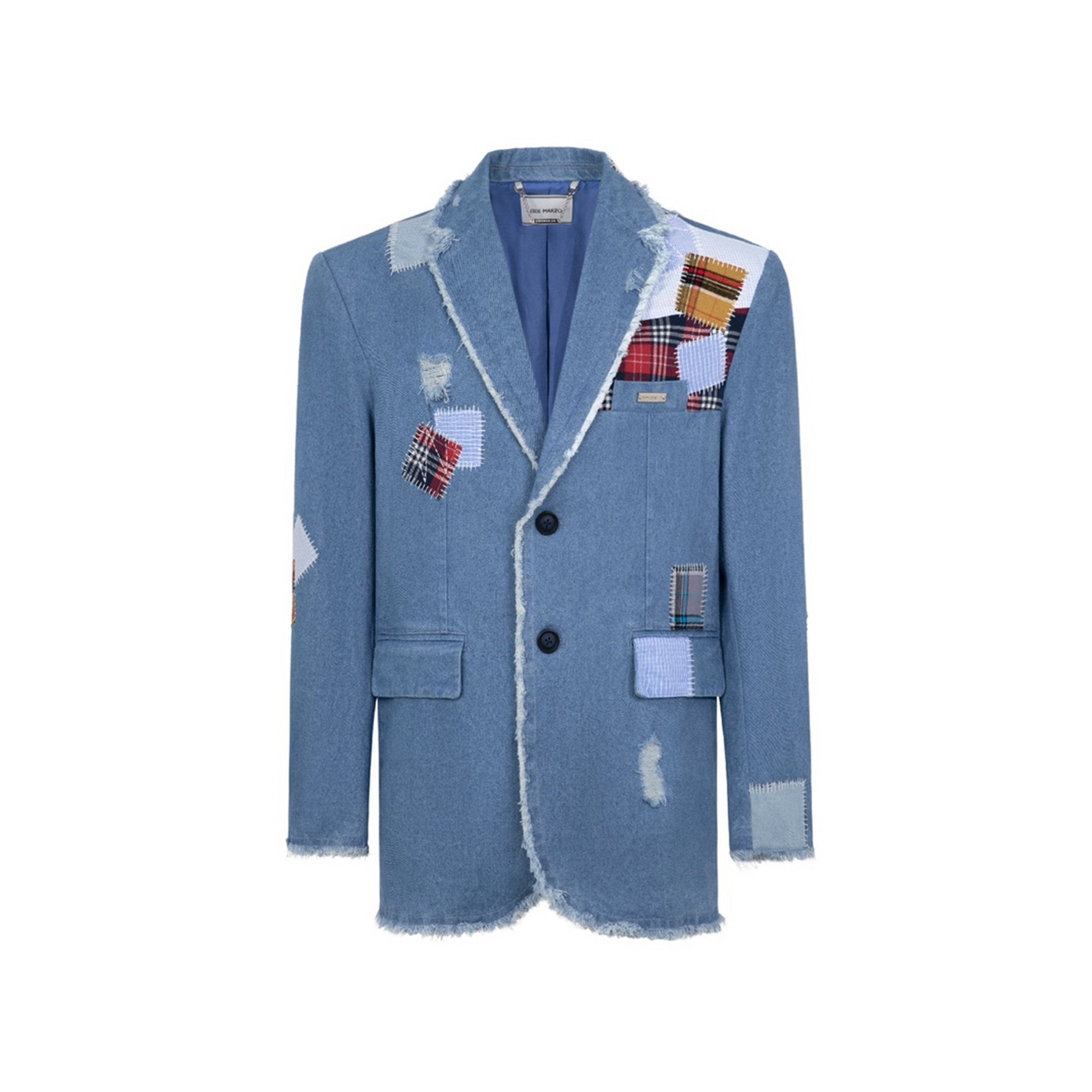 Bear Patch Suture Denim Suit Washed Blue