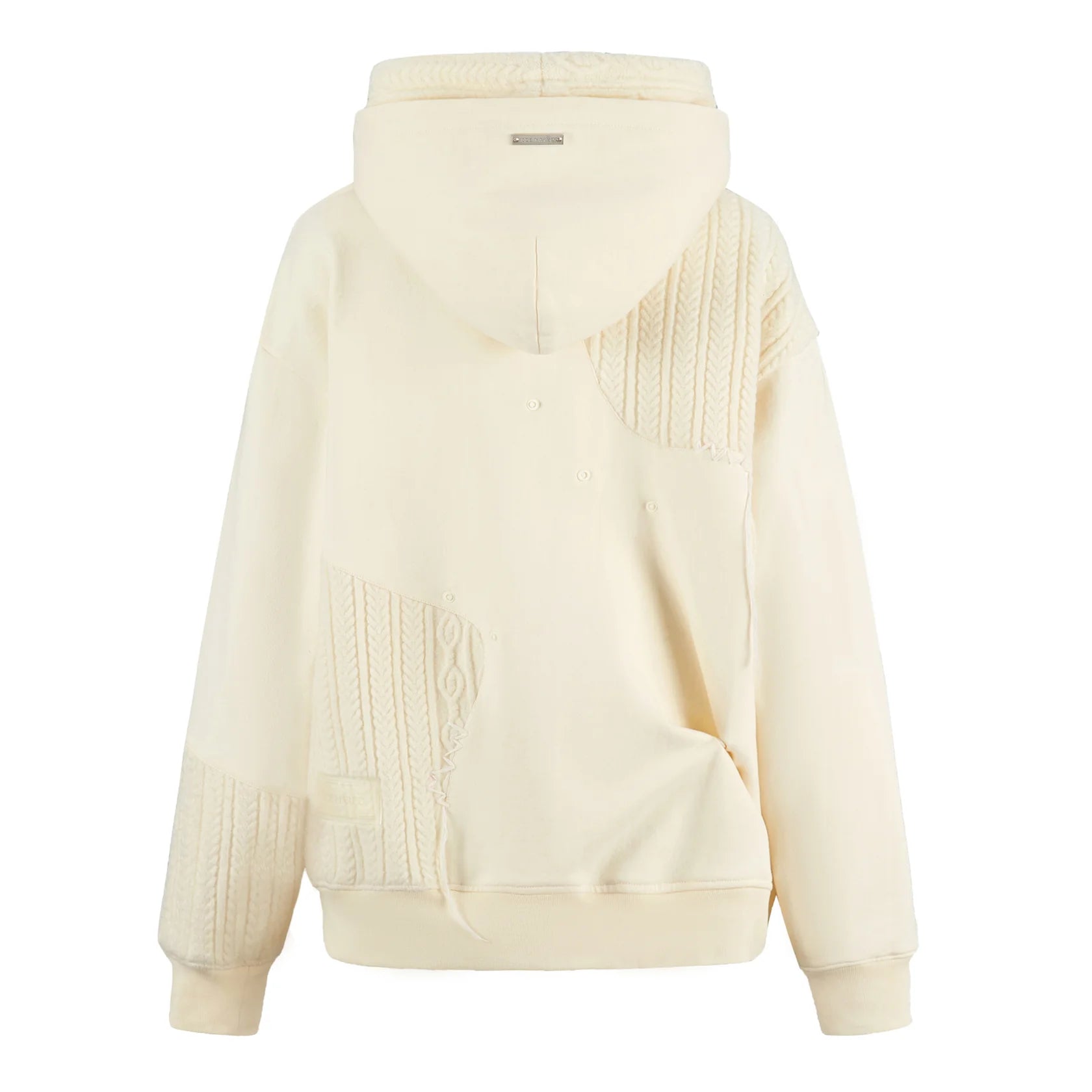 Beige Bear Knit Suture Layered Hoodie