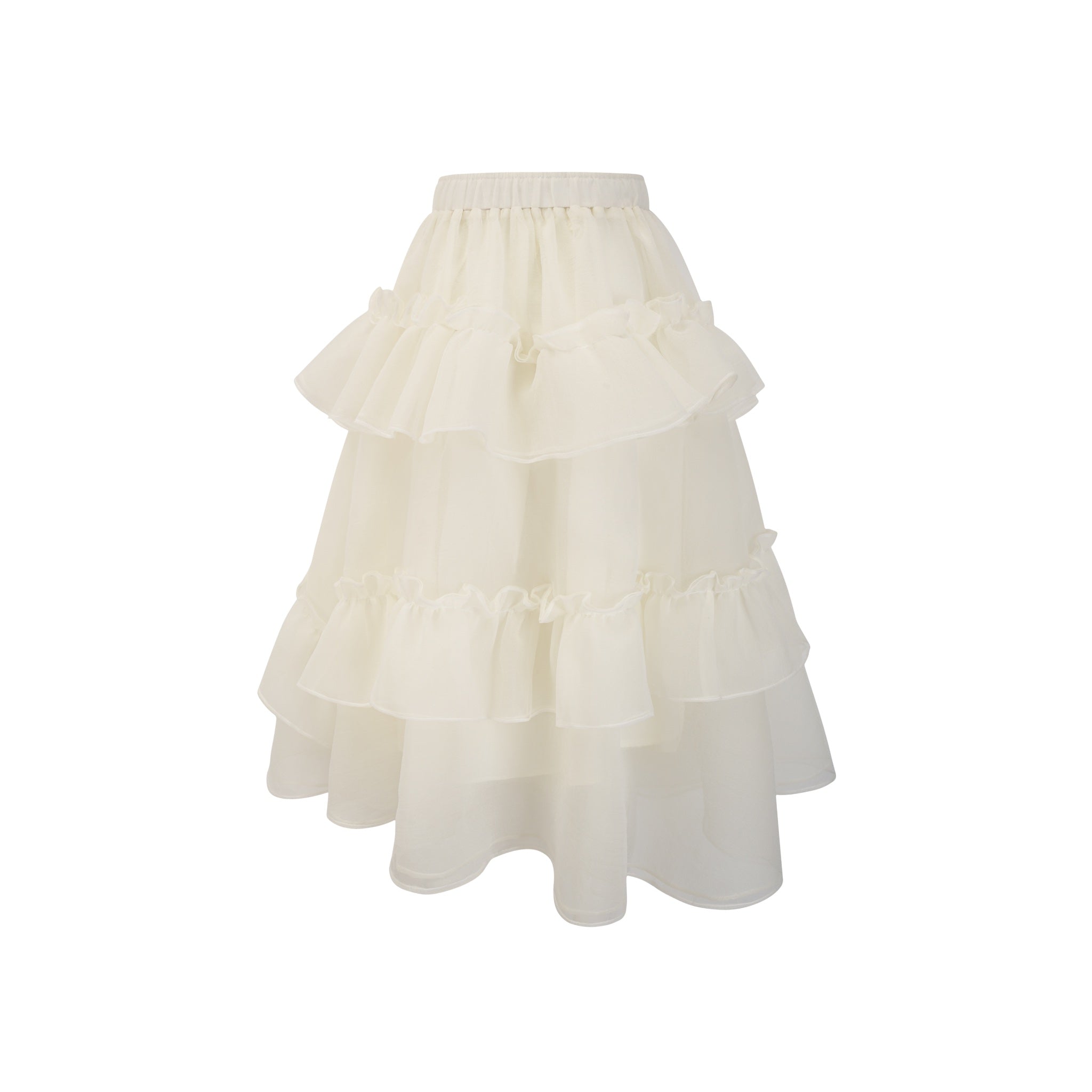 Beige Pleated Half Slip Skirt In Gauze