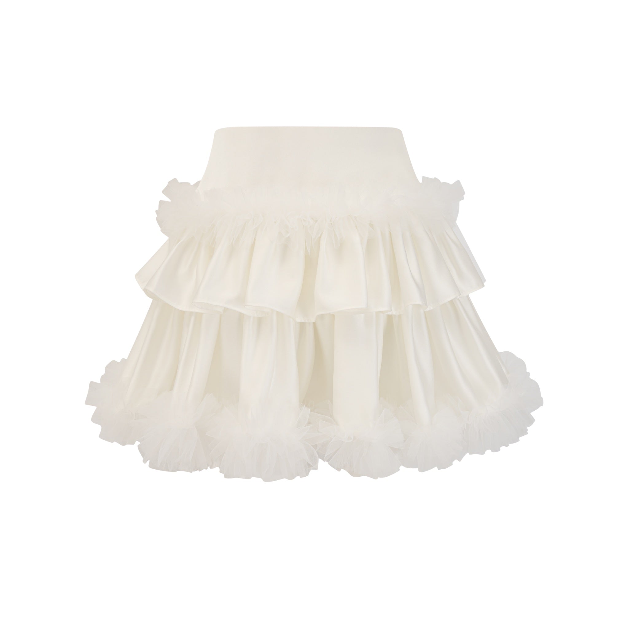 Beige Pleated Short Pettiskirt In Gauze