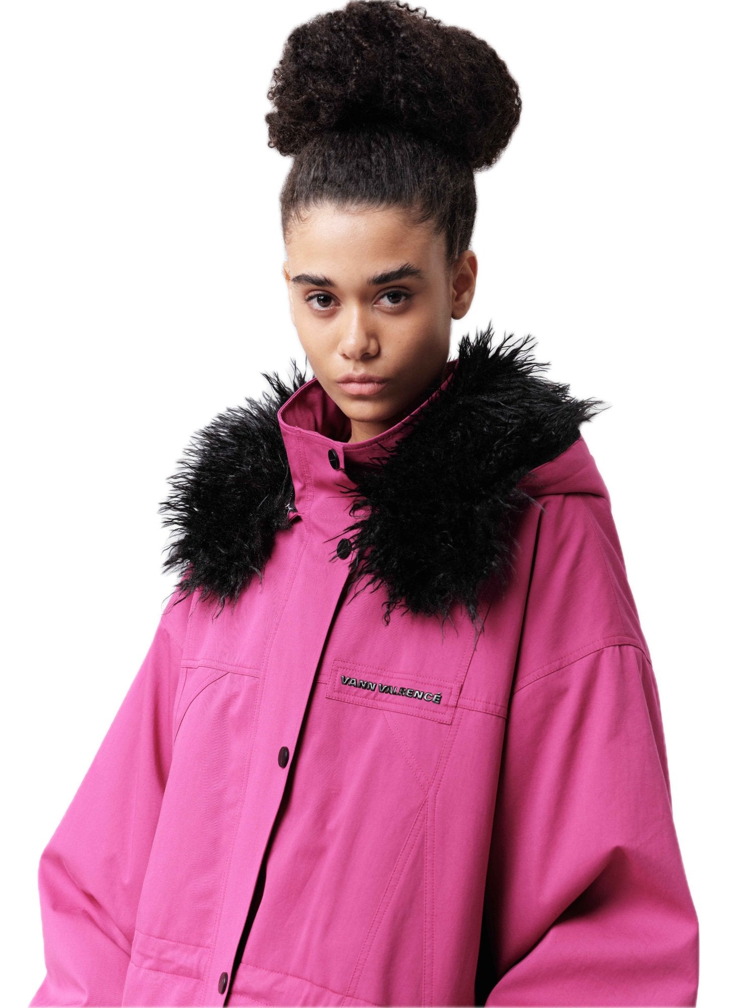 Berry Purple Loose Fit Feather Jacket Coat