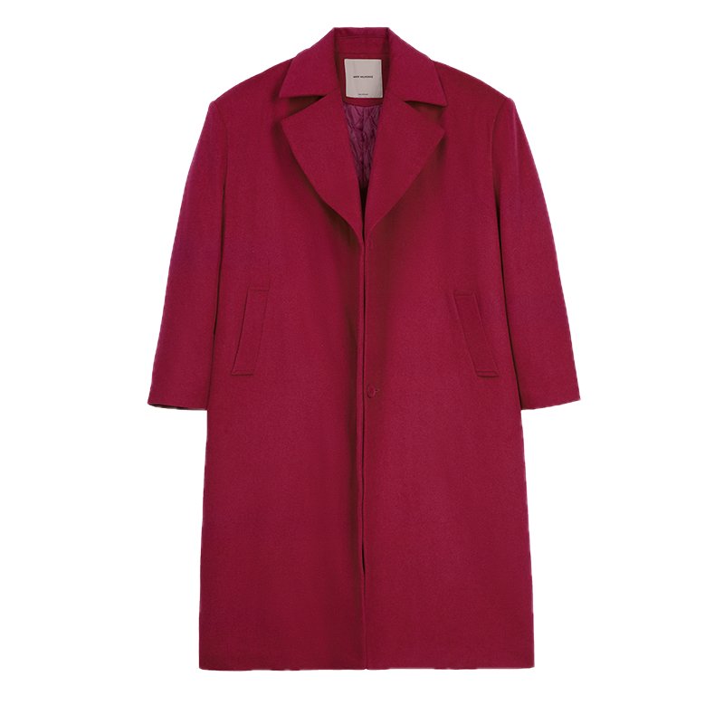 Berry Purple Loose Fit Woolen Coat