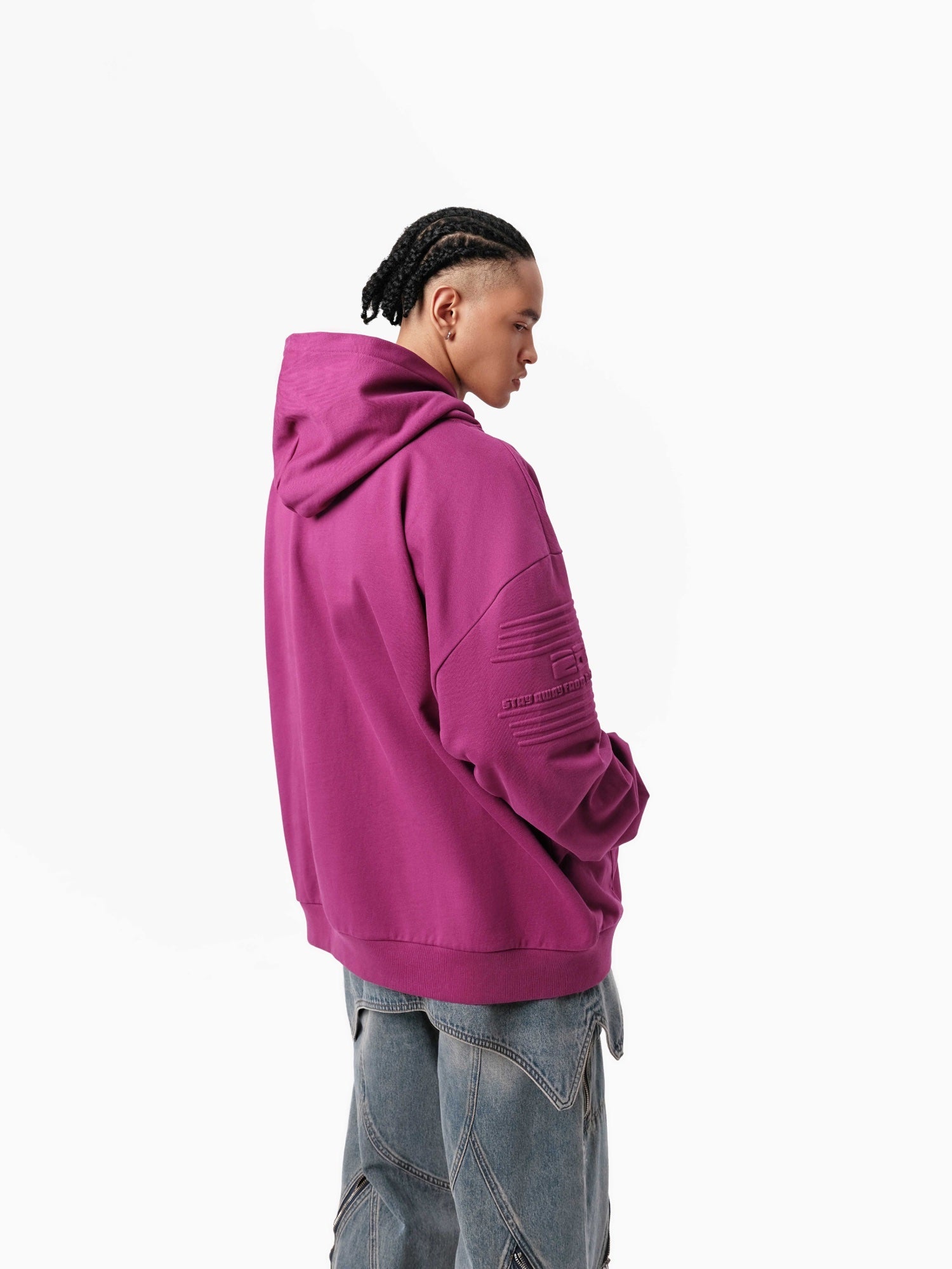 Berry Purple Silhouette Wide Shoulder Hoodie