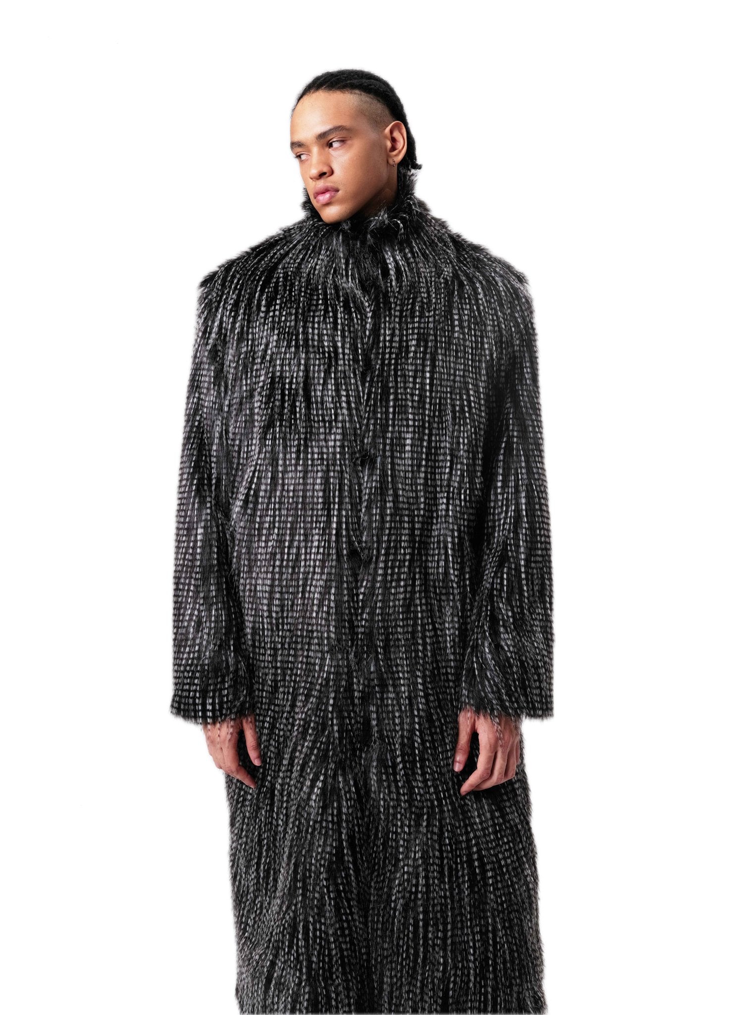 Black And White Custom Woven Feather Coat