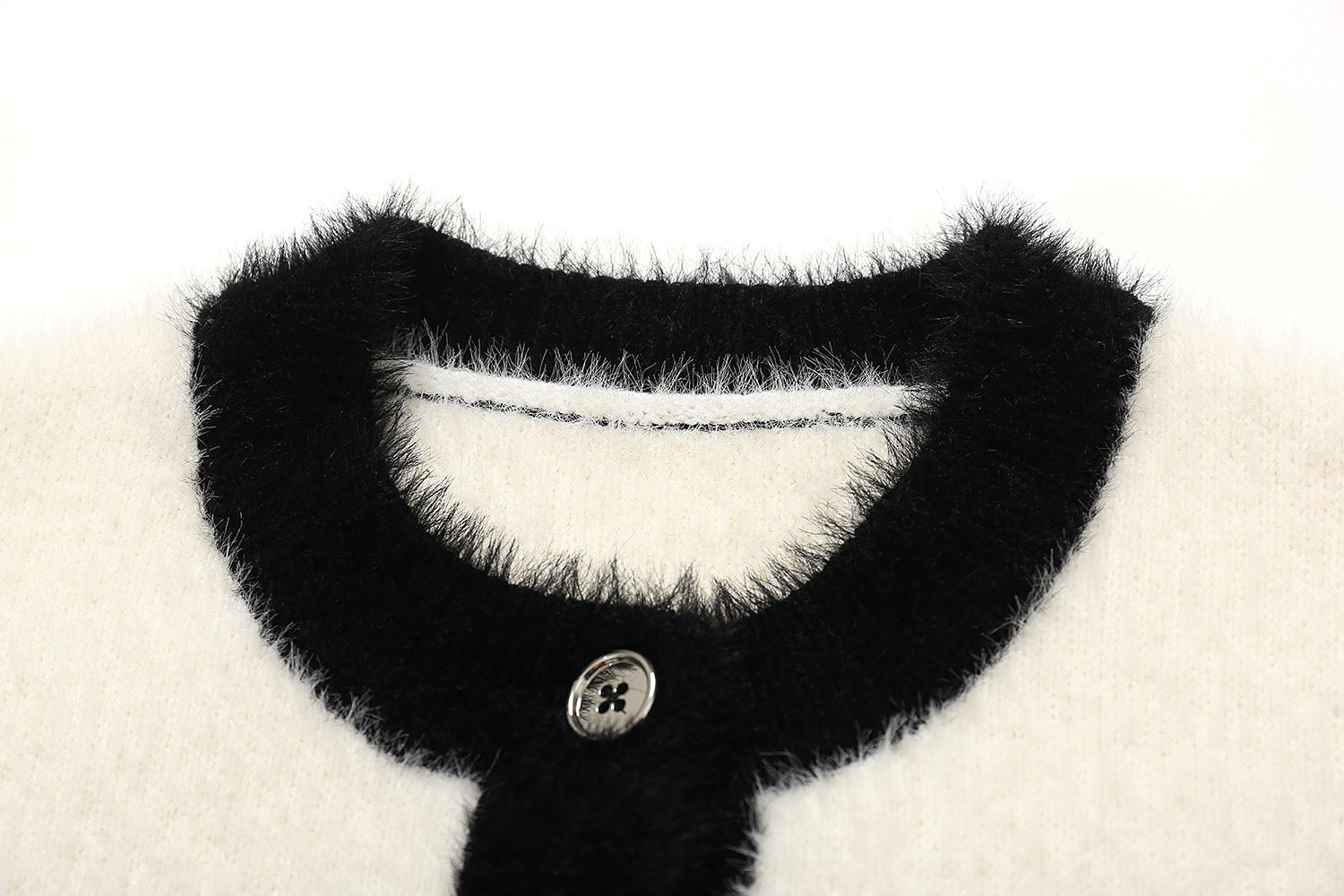 Black And White Fake Fur Retro Coat