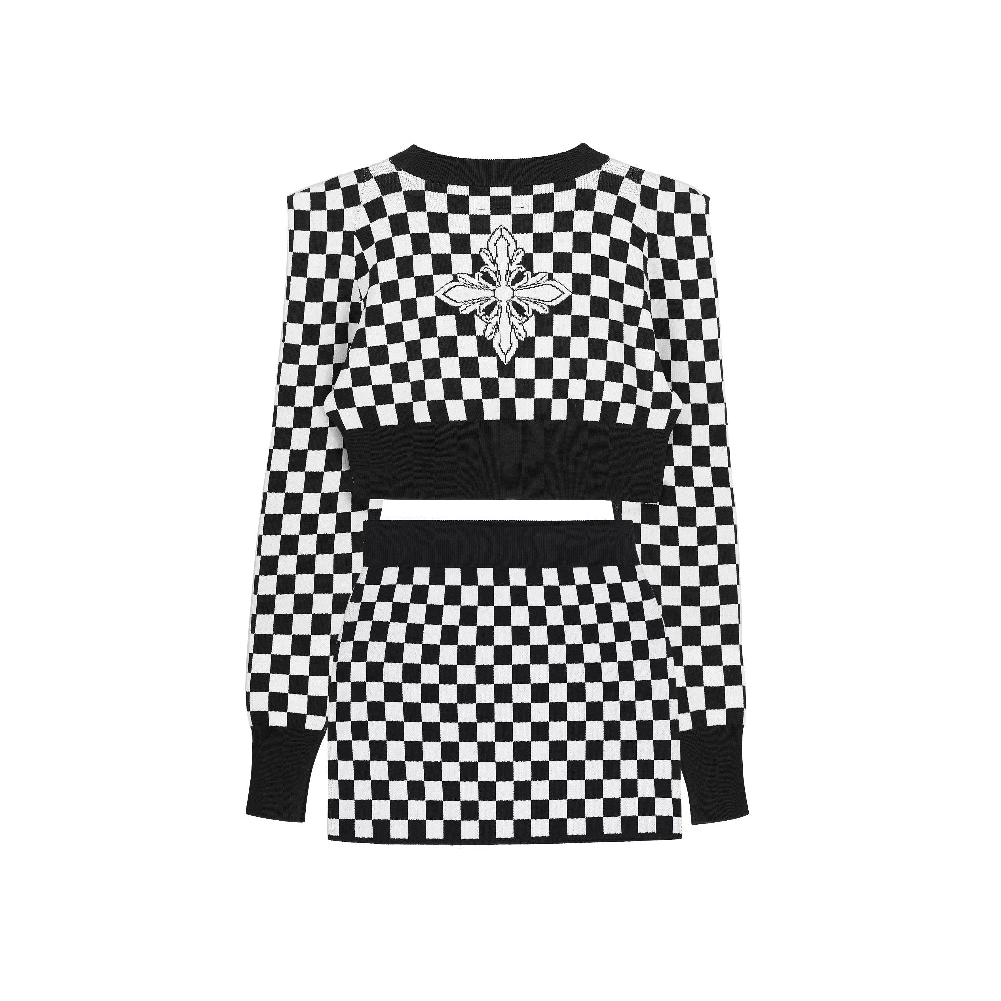 Black And White Grid Knitted Set