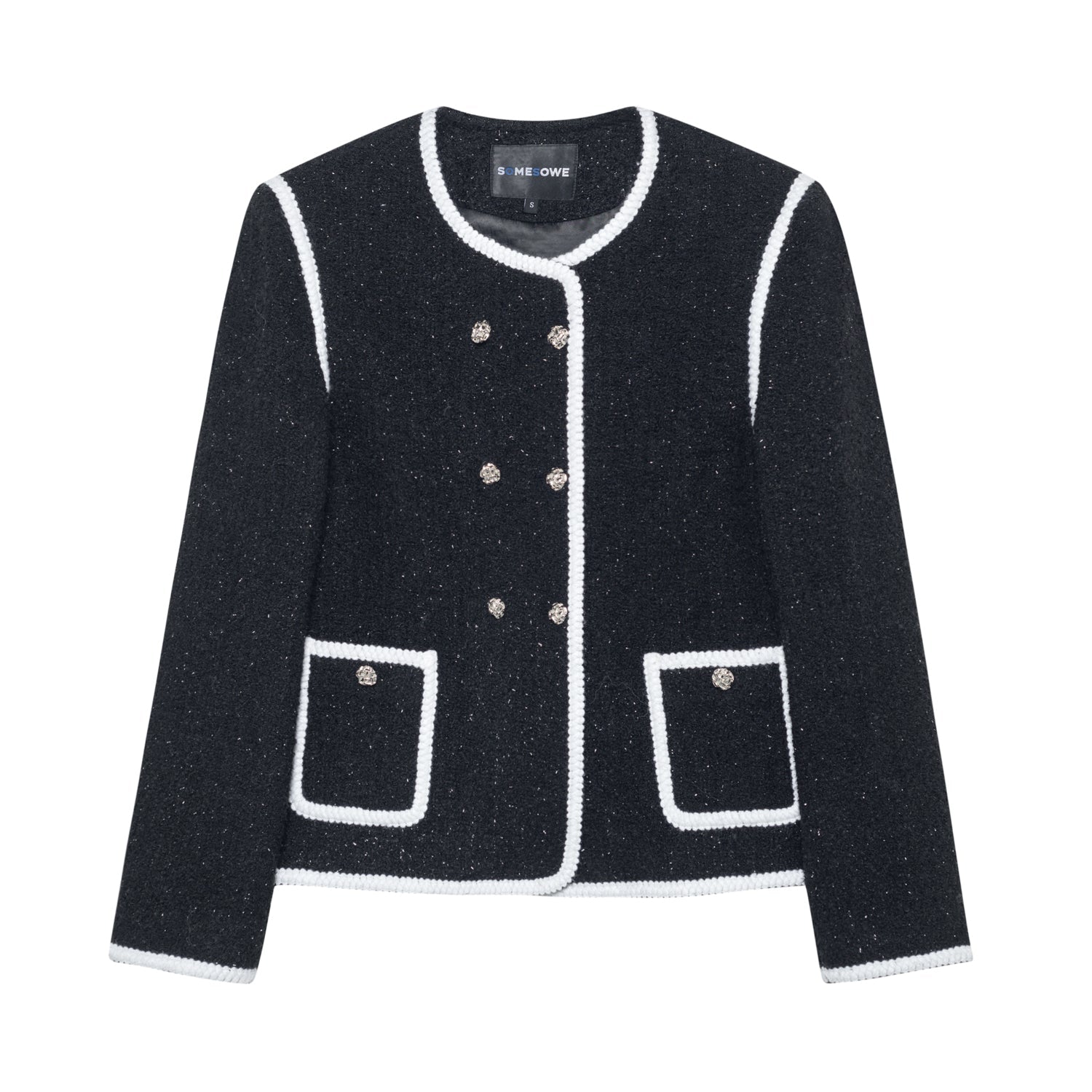 Black And White Jacket With Sewing Ribbon