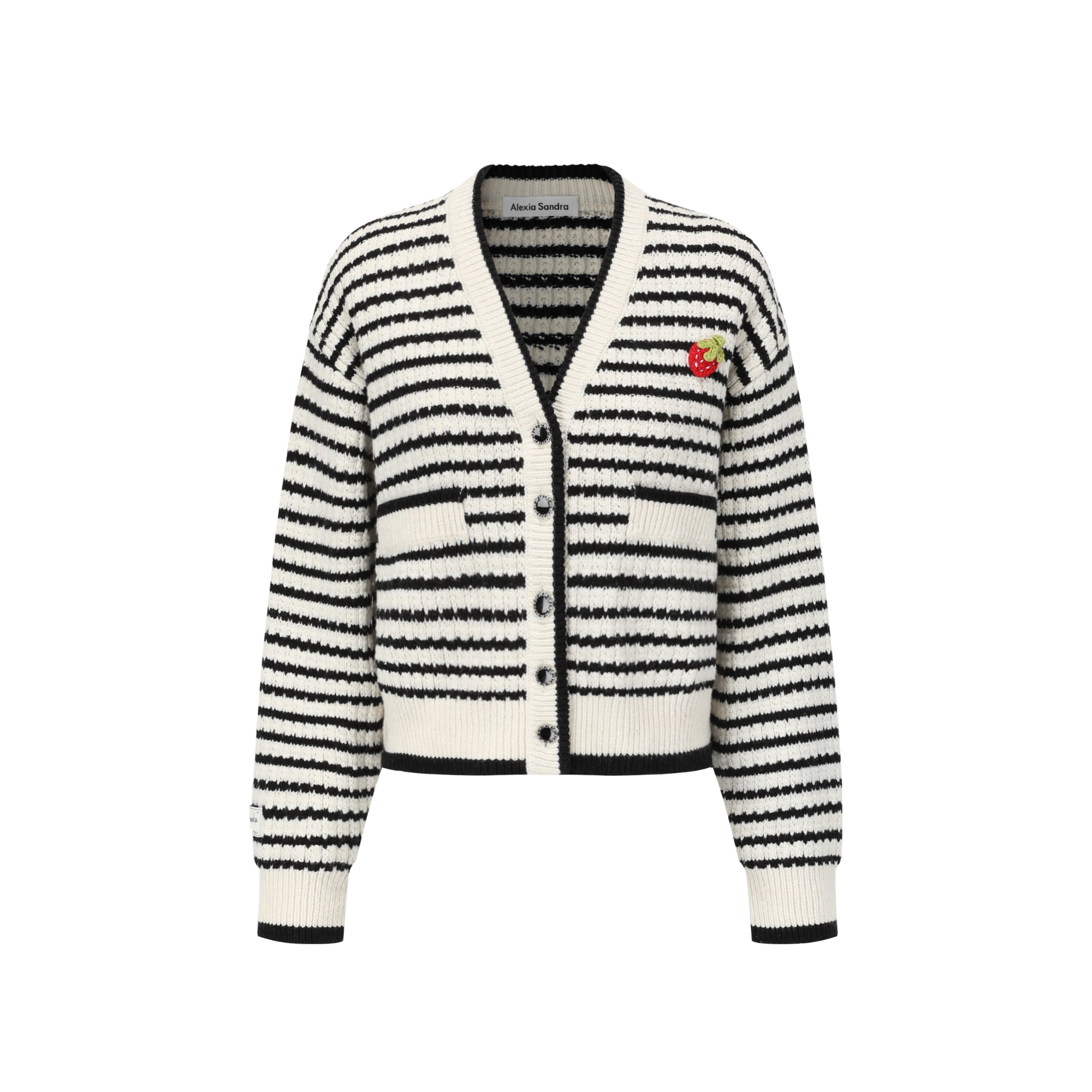 Black And White Strawberry Stripe Cardigan