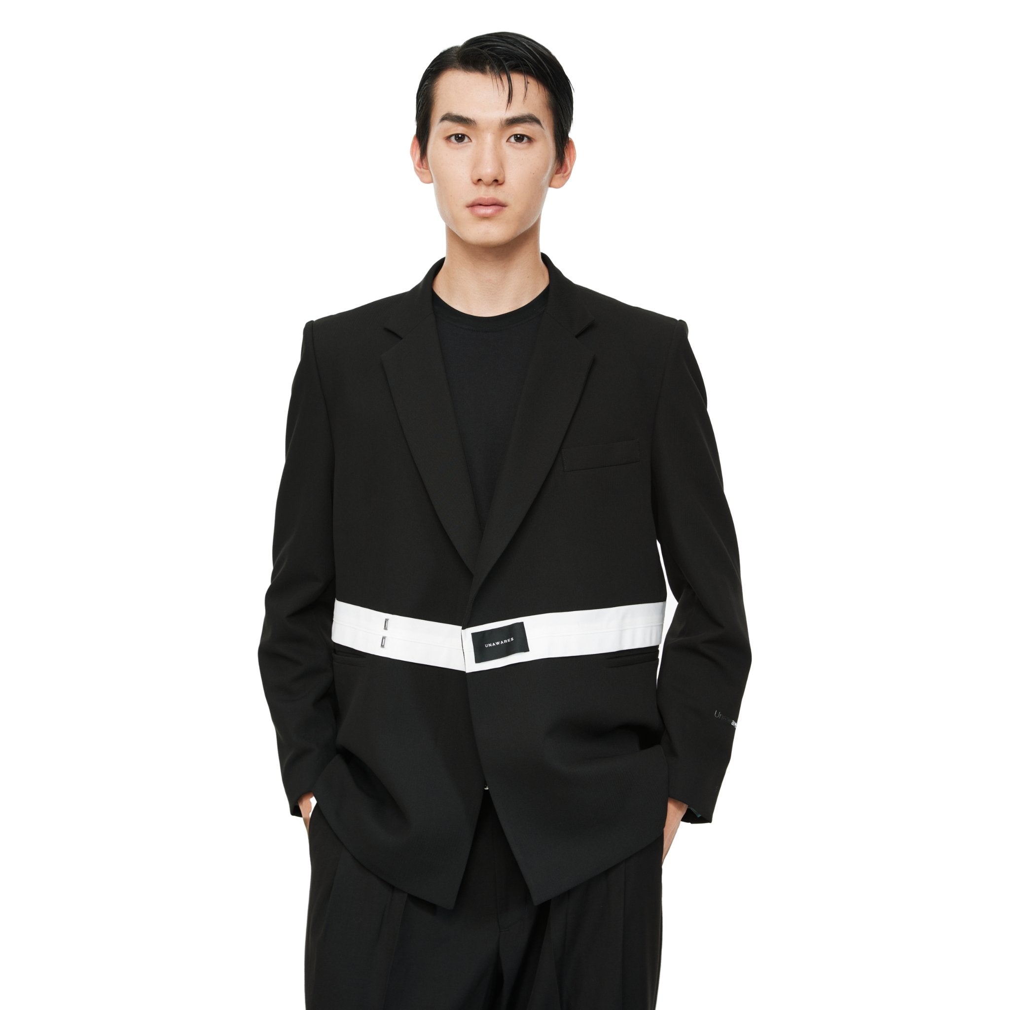 Black Color-Block Double-Breasted Suit