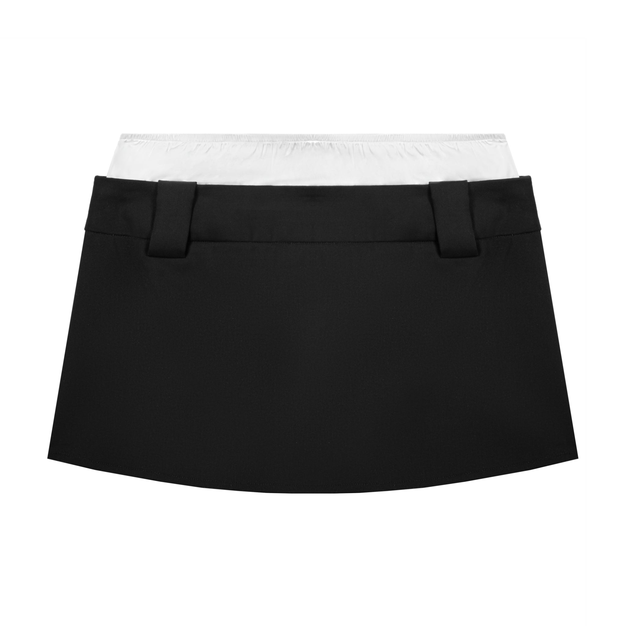 Black Customized Brand Logo Contrast Double Waistband Mini Skirt