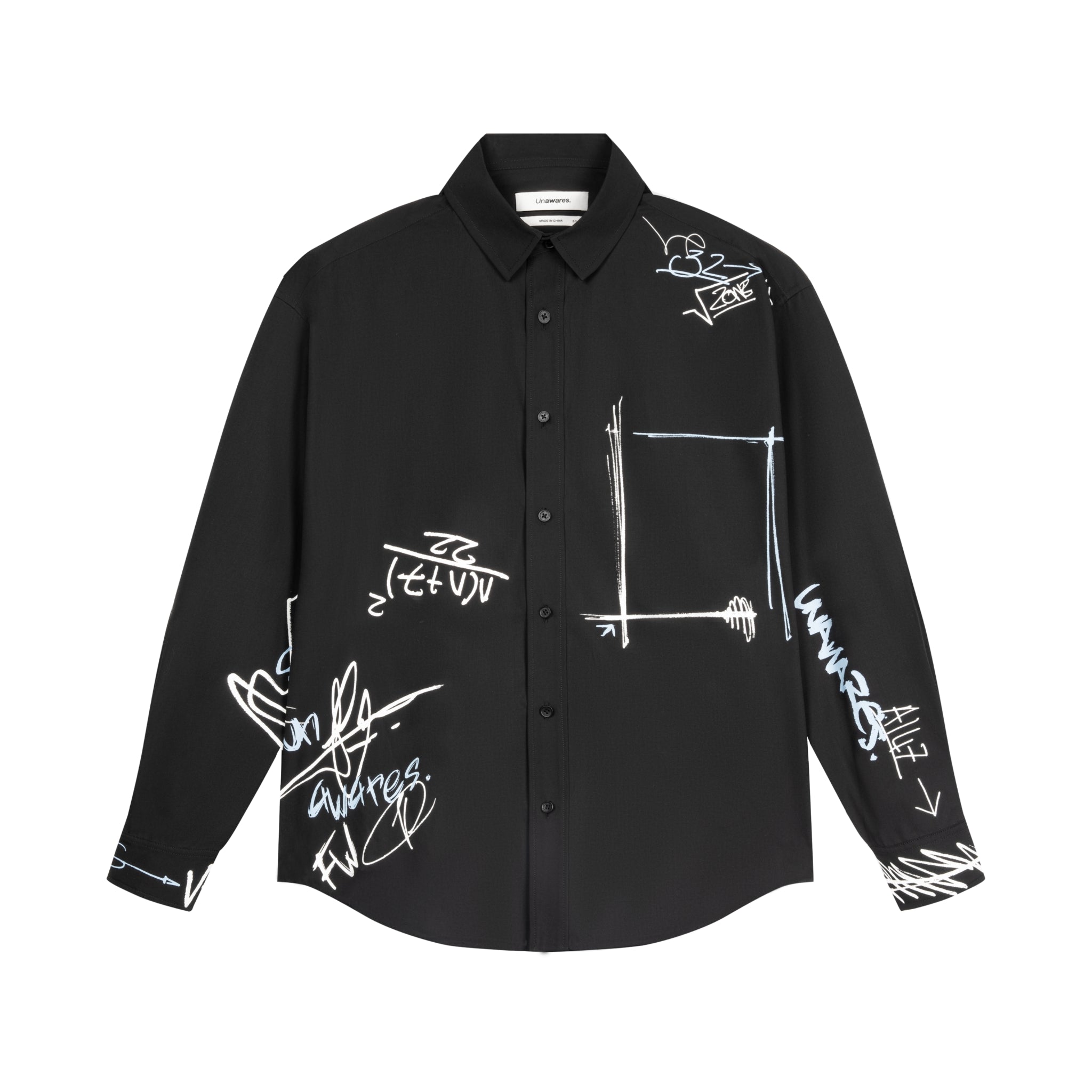 Black Customized Graffiti Printed Shirt