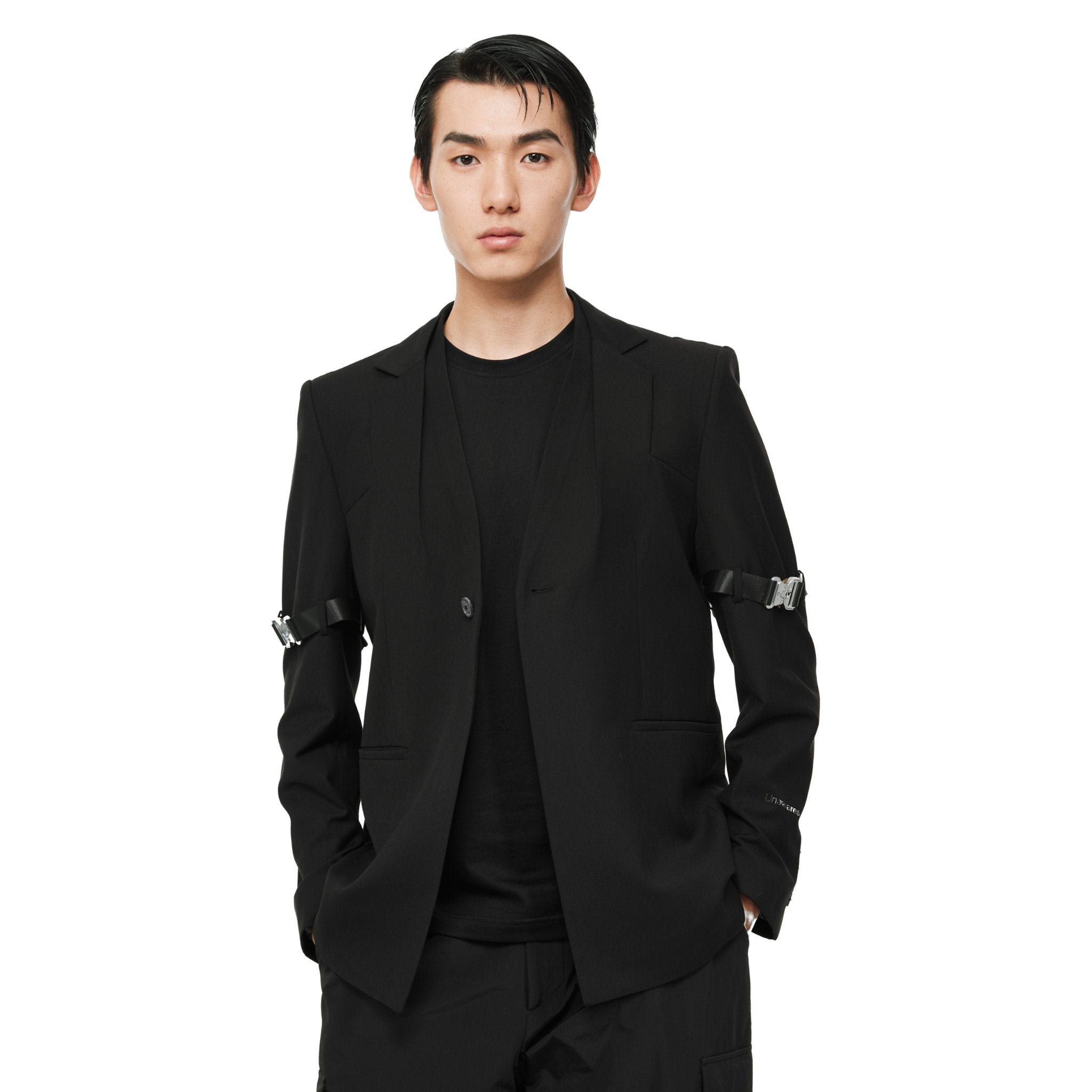 Black Deconstructed Double Layer Single Breasted Suit