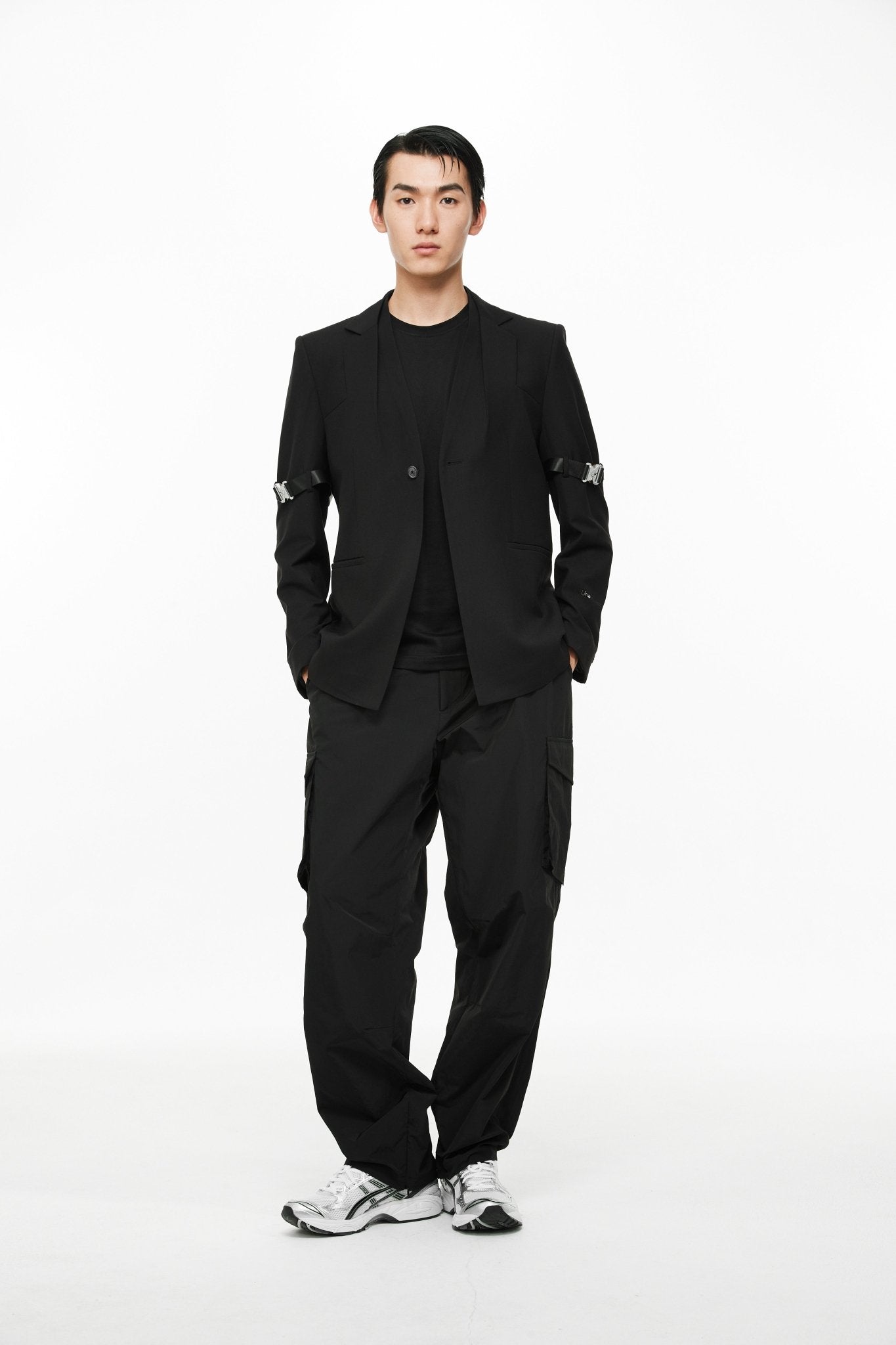 Black Deconstructed Double Layer Single Breasted Suit