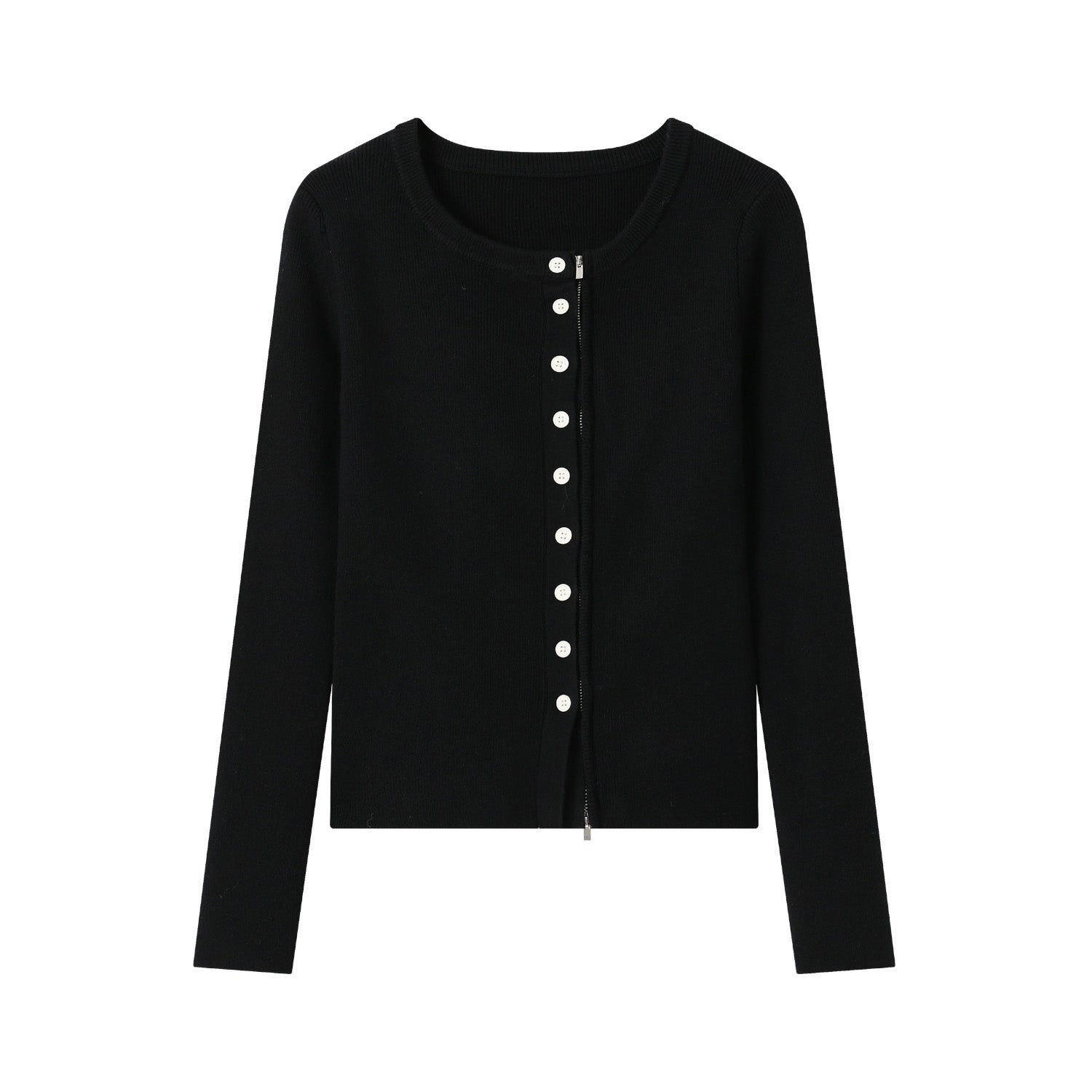 Black Double Lapel Knit Cardigan