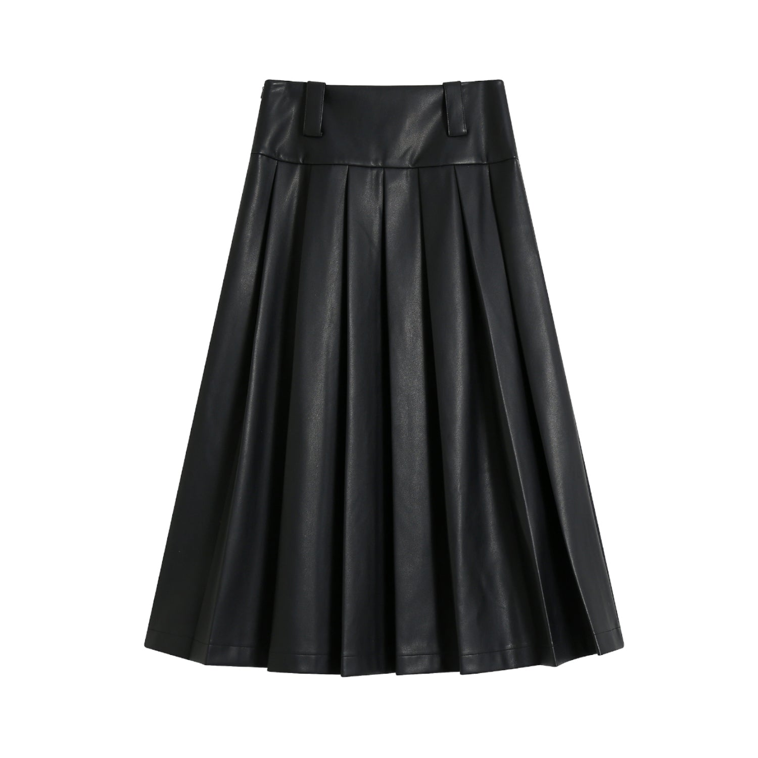 Black Faux Leather Long Skirt