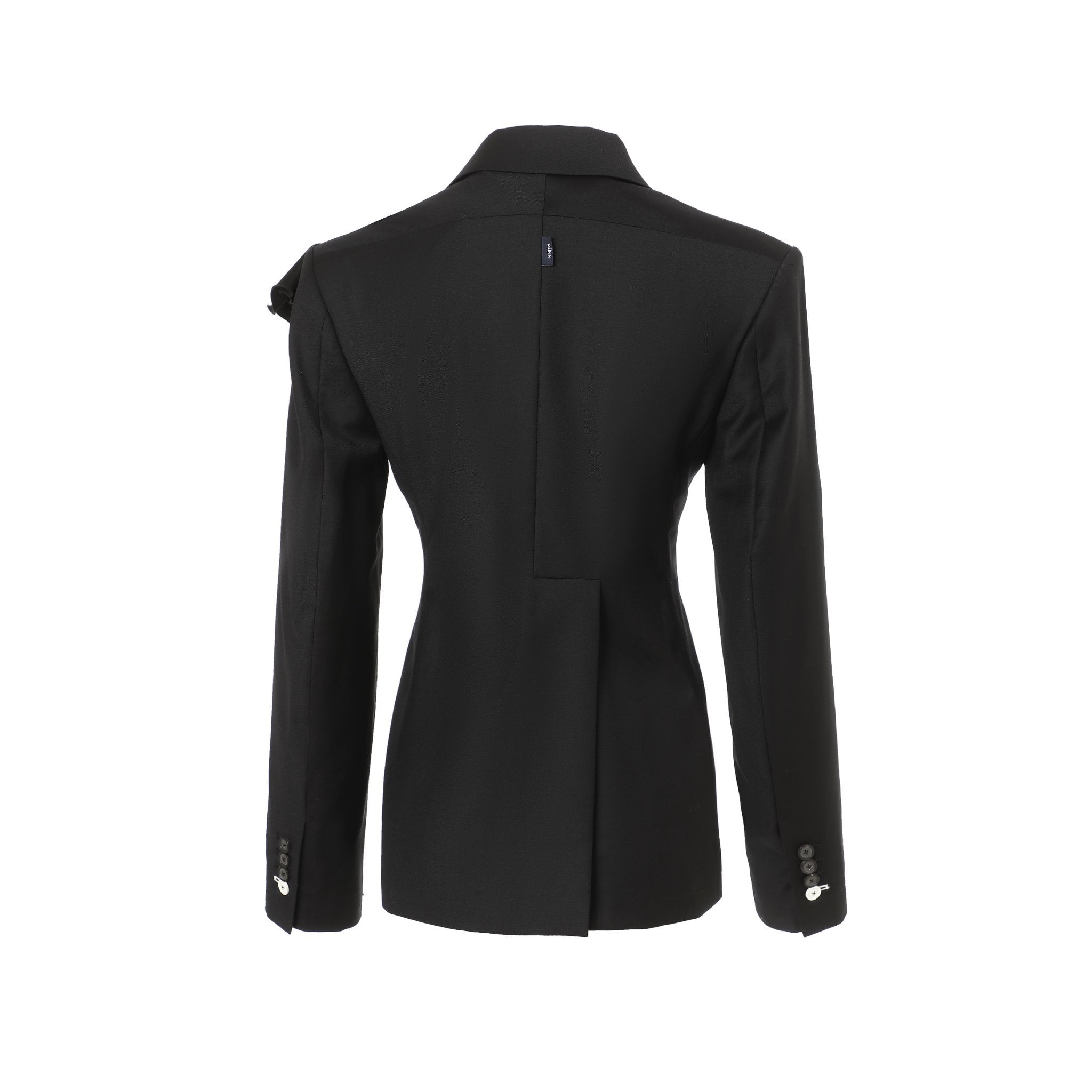 Black Fixed Draped Asymmetric Lapel Blazer