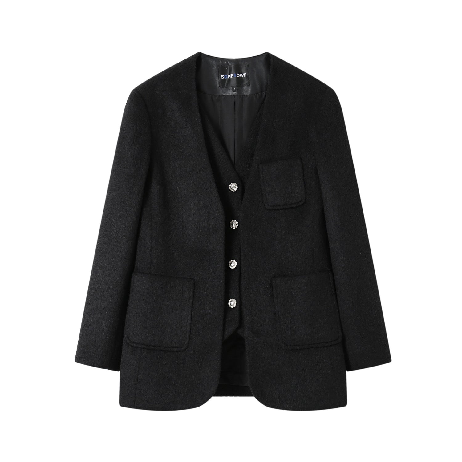 Black Fluffy Blazer Jacket