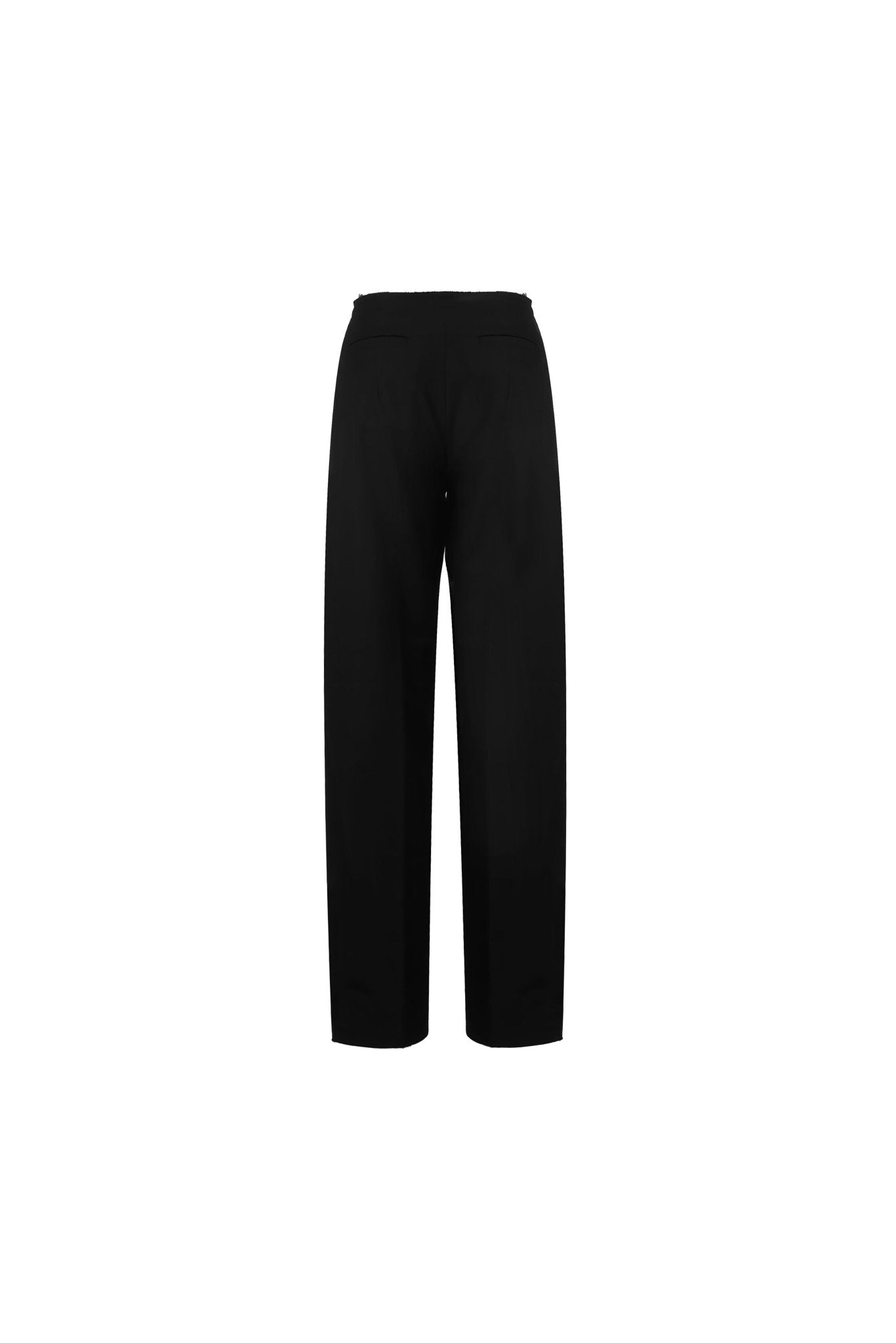 Black Folded Waist Design Draped Suit Trousers