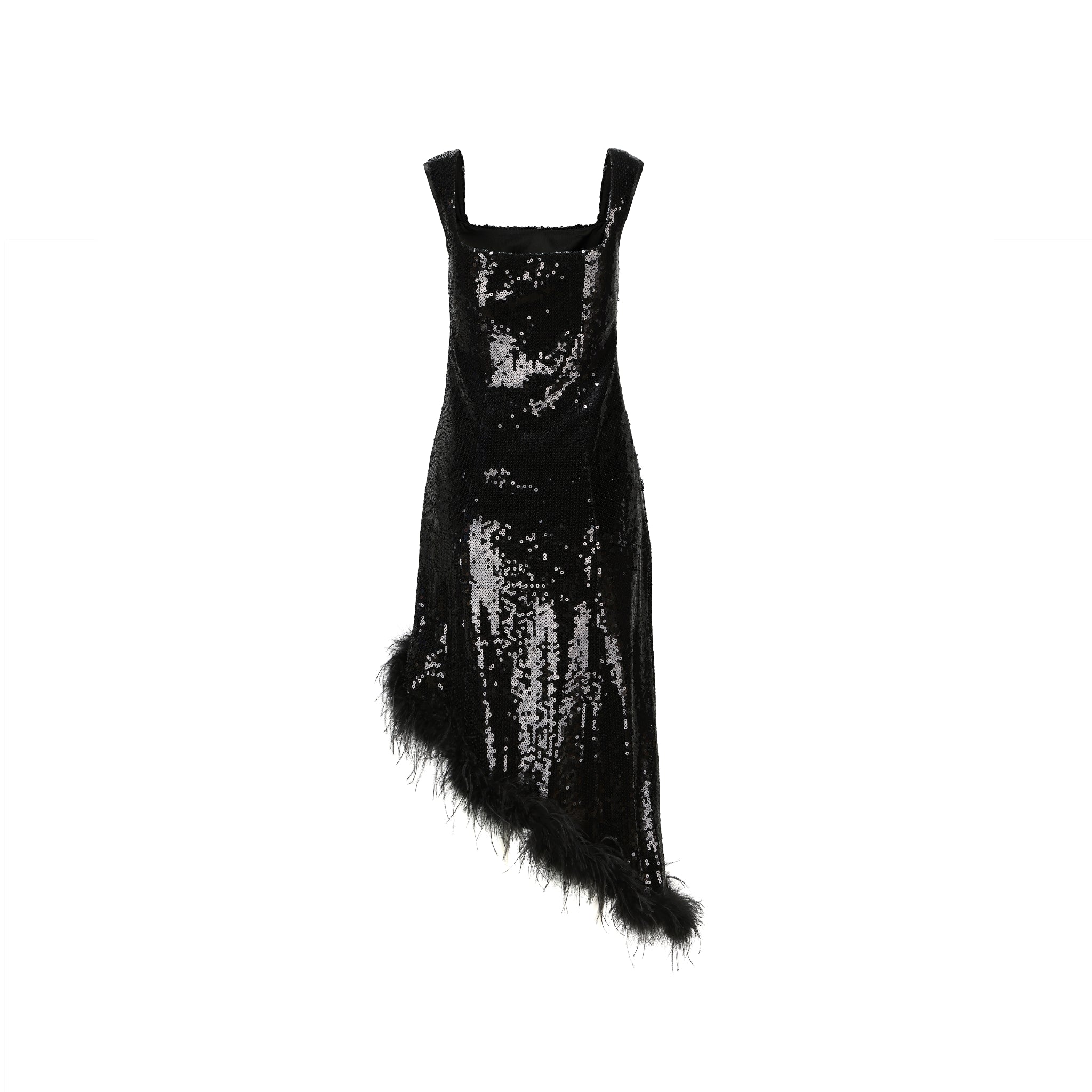 Black Fur Sequin Dress